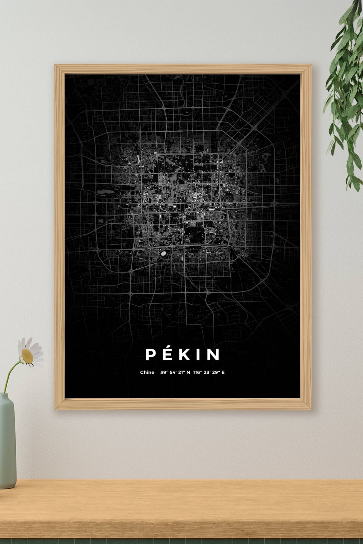Carte de Pékin nuit - Affiche personnalisée