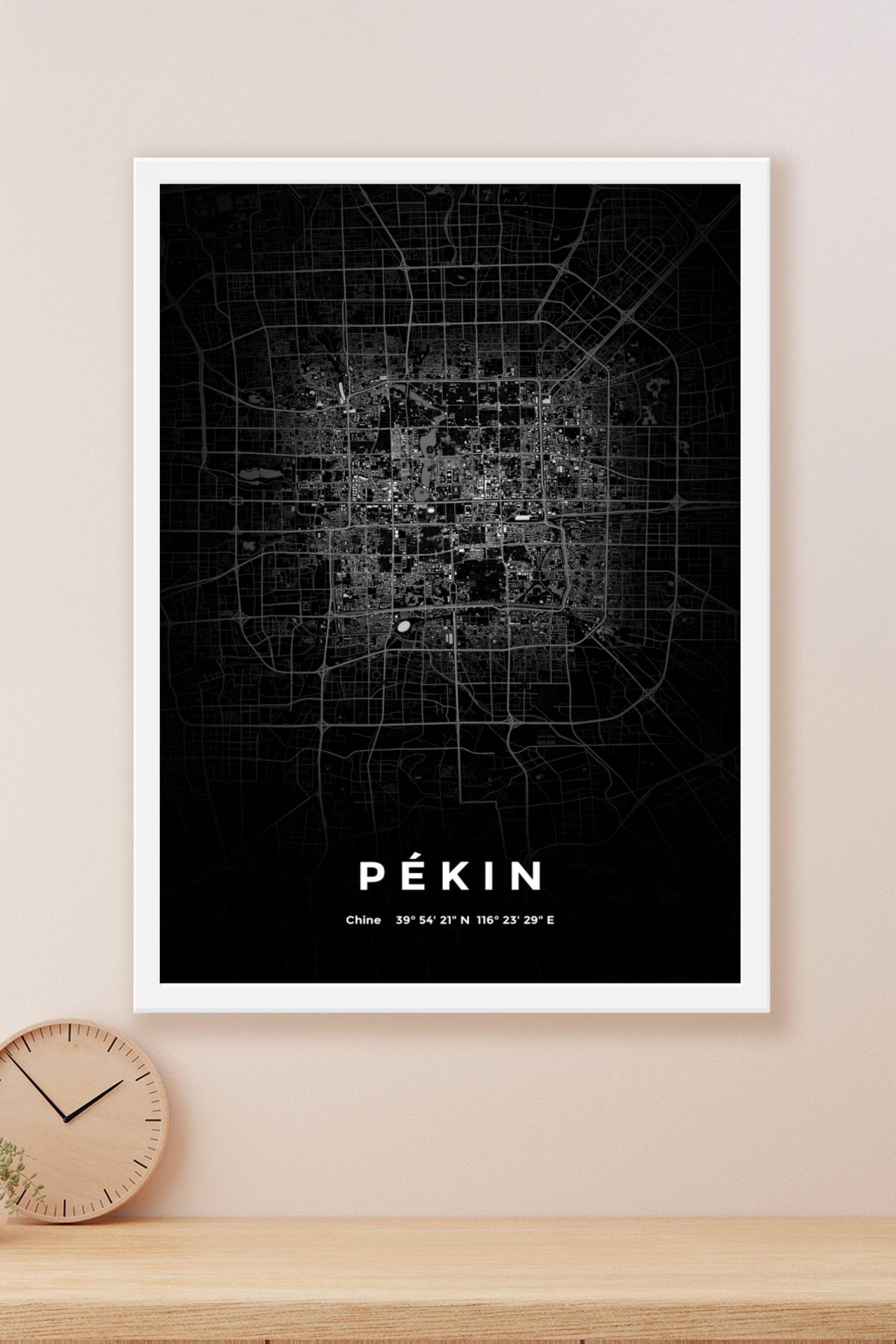 Carte de Pékin nuit - Affiche personnalisée