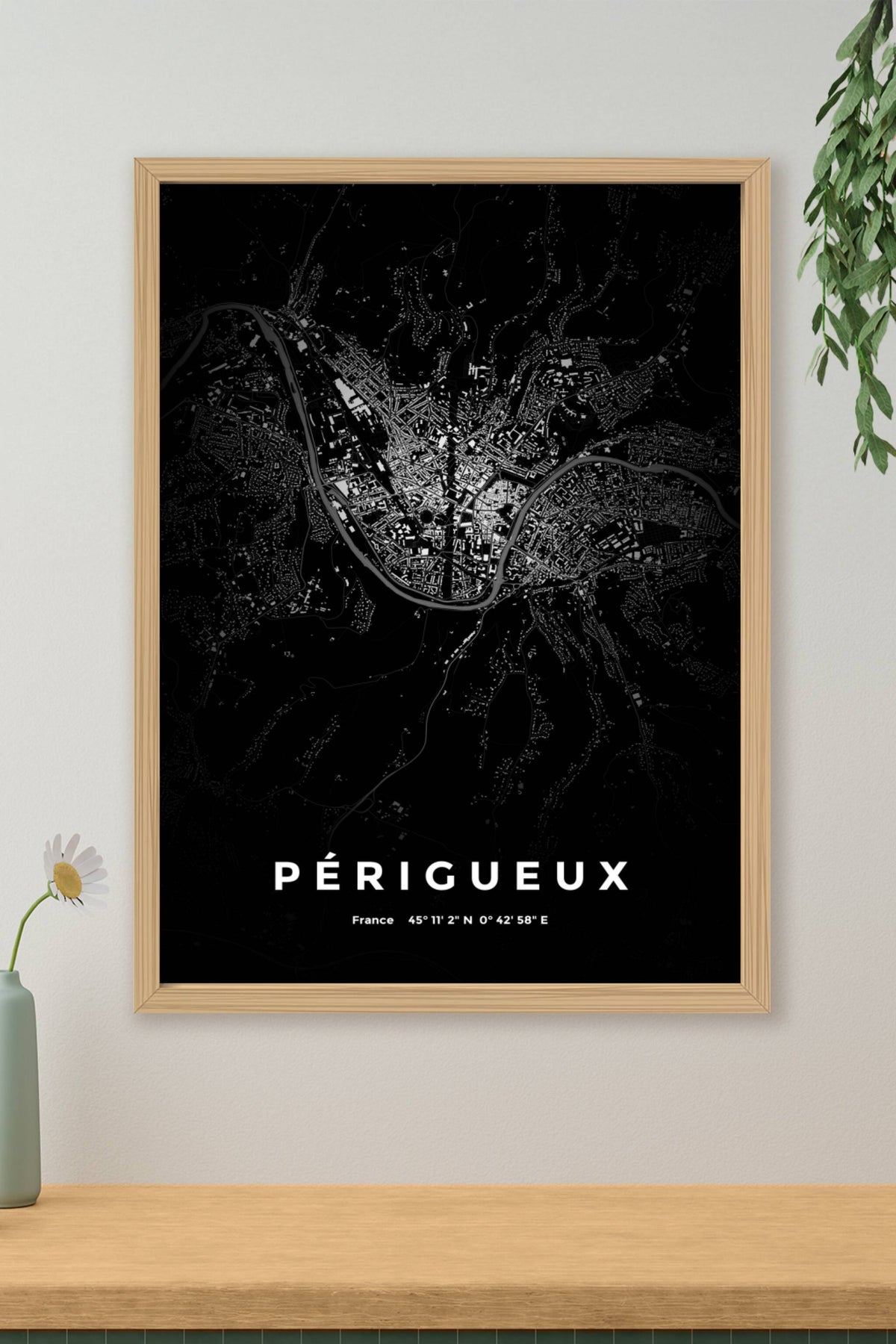 Carte de Périgueux nuit - Affiche personnalisée