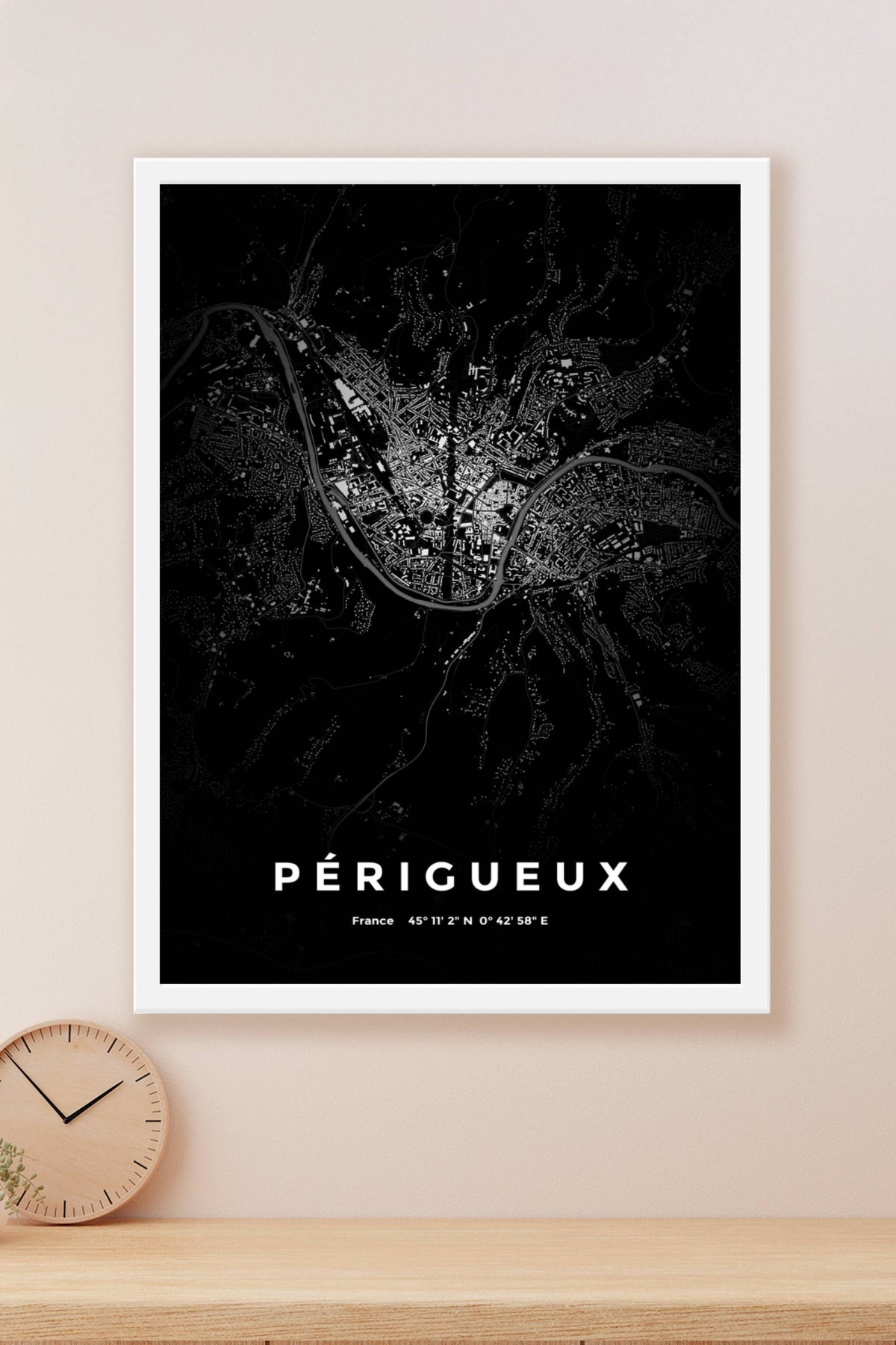Carte de Périgueux nuit - Affiche personnalisée