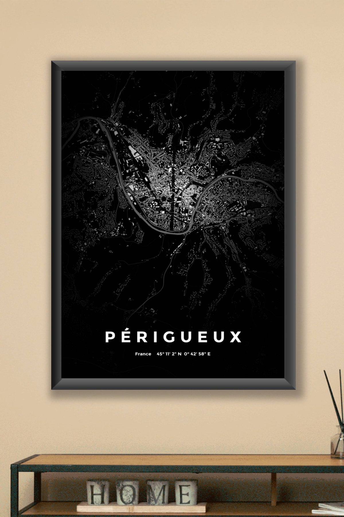 Carte de Périgueux nuit - Affiche personnalisée