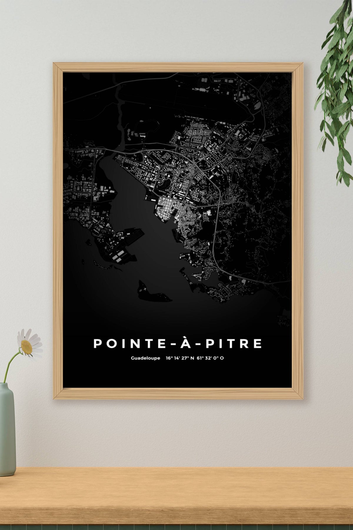 Carte de Pointe-à-Pitre nuit - Affiche personnalisée