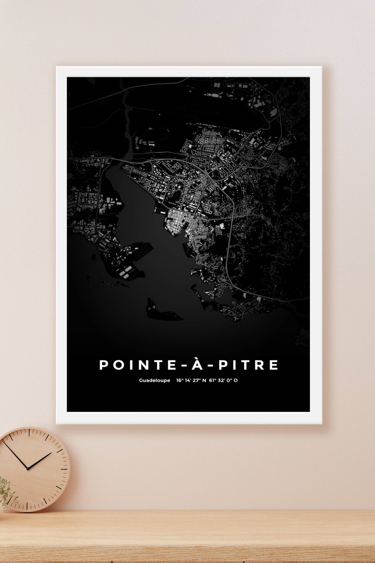 Carte de Pointe-à-Pitre nuit - Affiche personnalisée