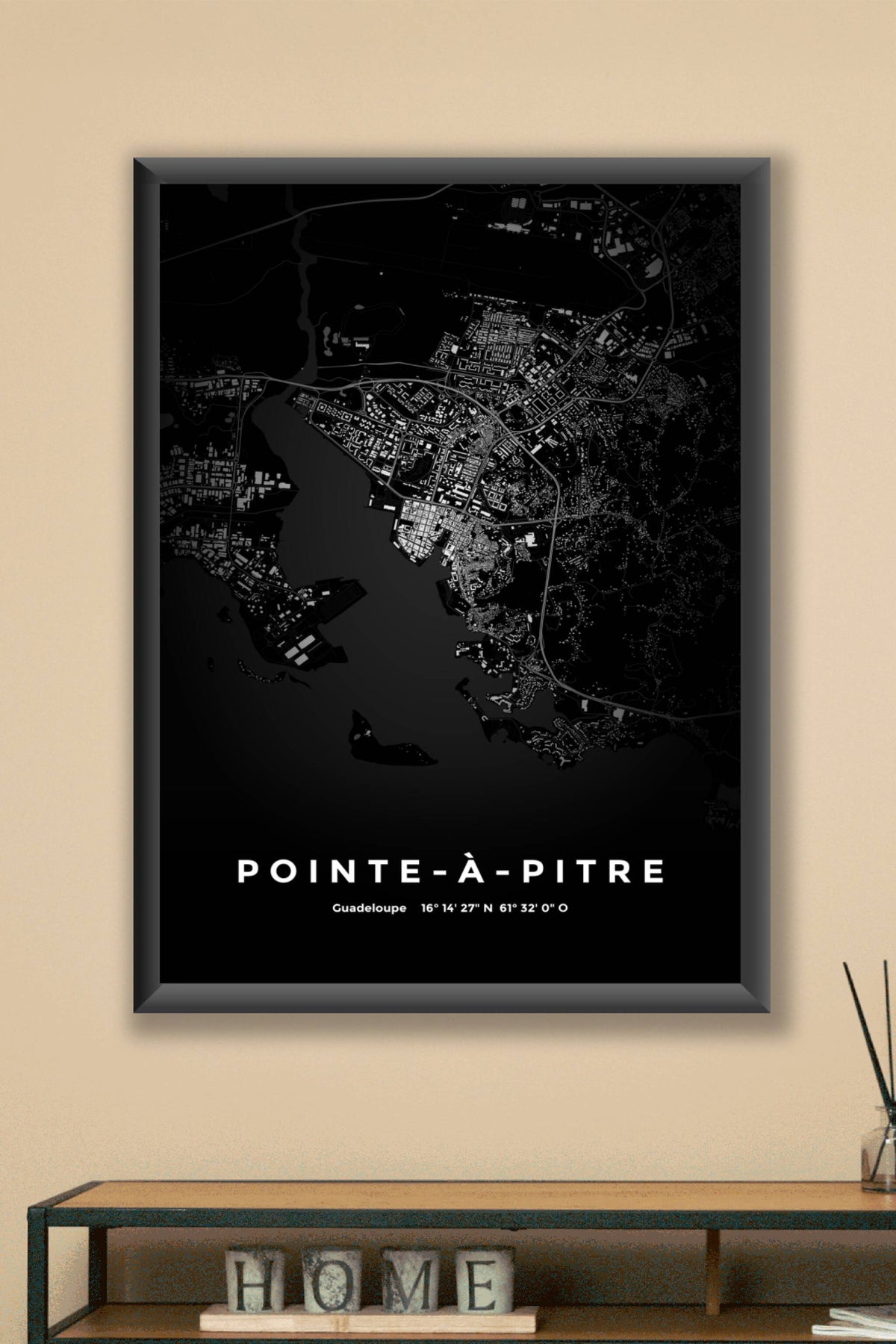 Carte de Pointe-à-Pitre nuit - Affiche personnalisée