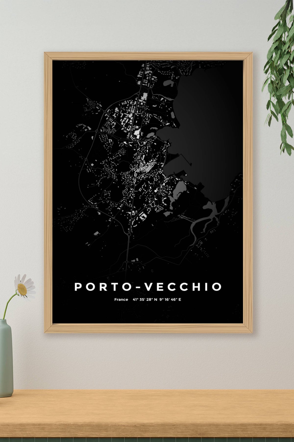 Carte de Porto-Vecchio nuit - Affiche personnalisée
