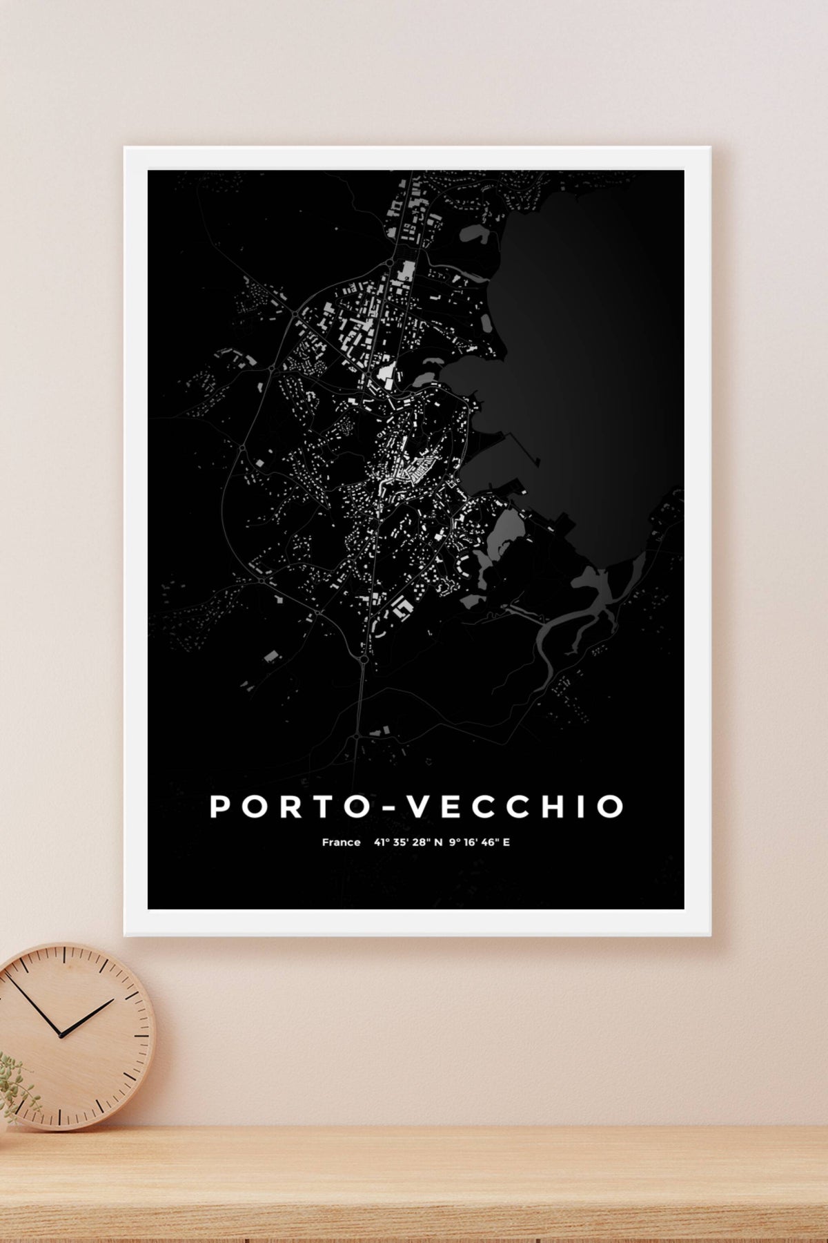 Carte de Porto-Vecchio nuit - Affiche personnalisée