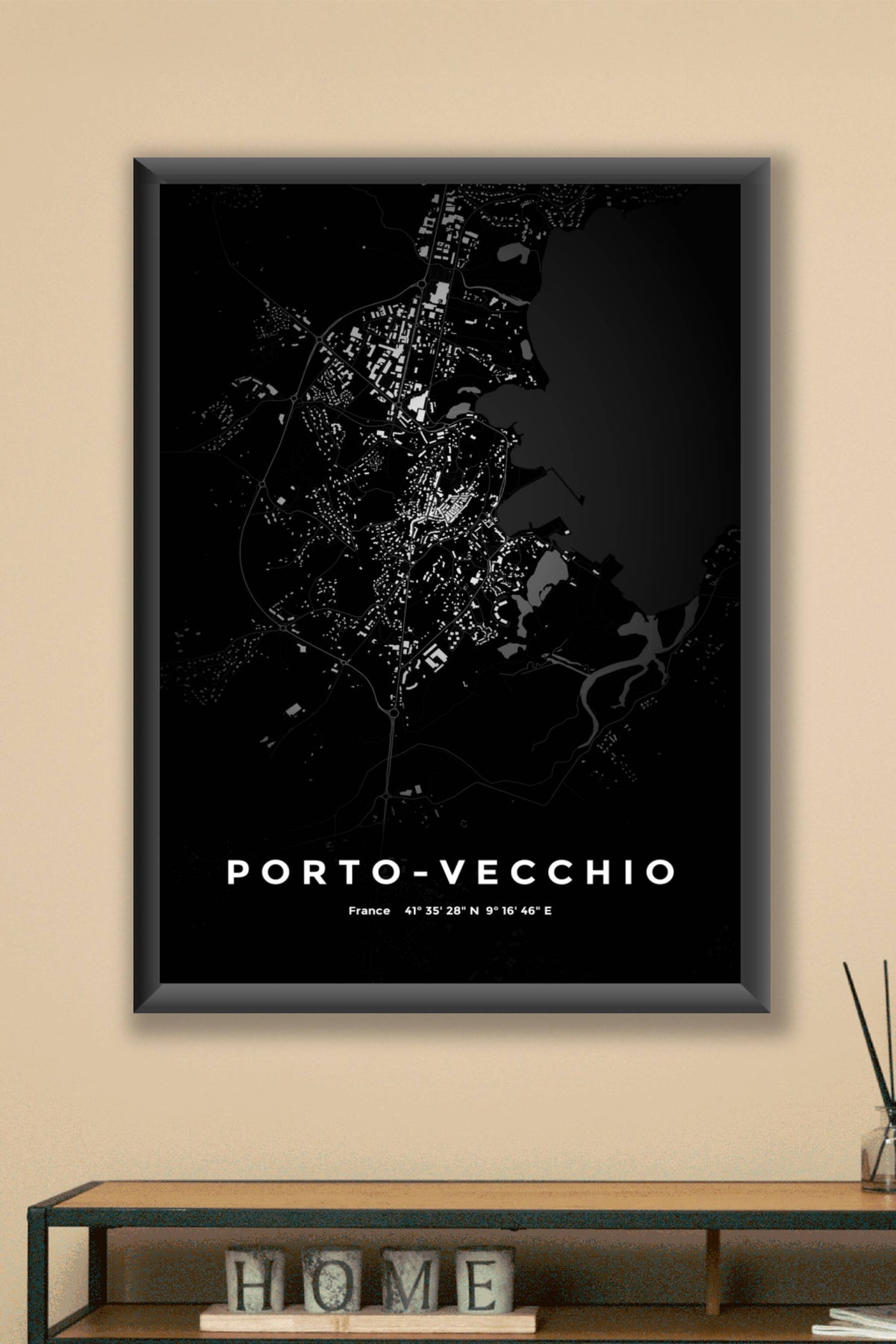 Carte de Porto-Vecchio nuit - Affiche personnalisée