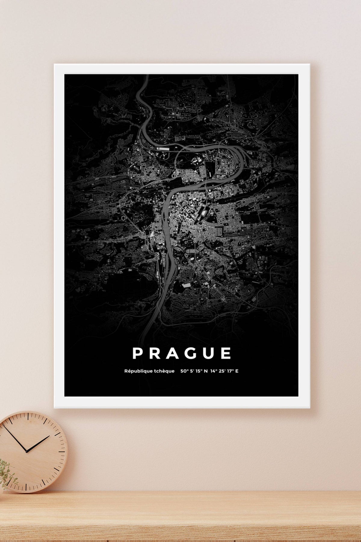 Carte de Prague nuit - Affiche personnalisée