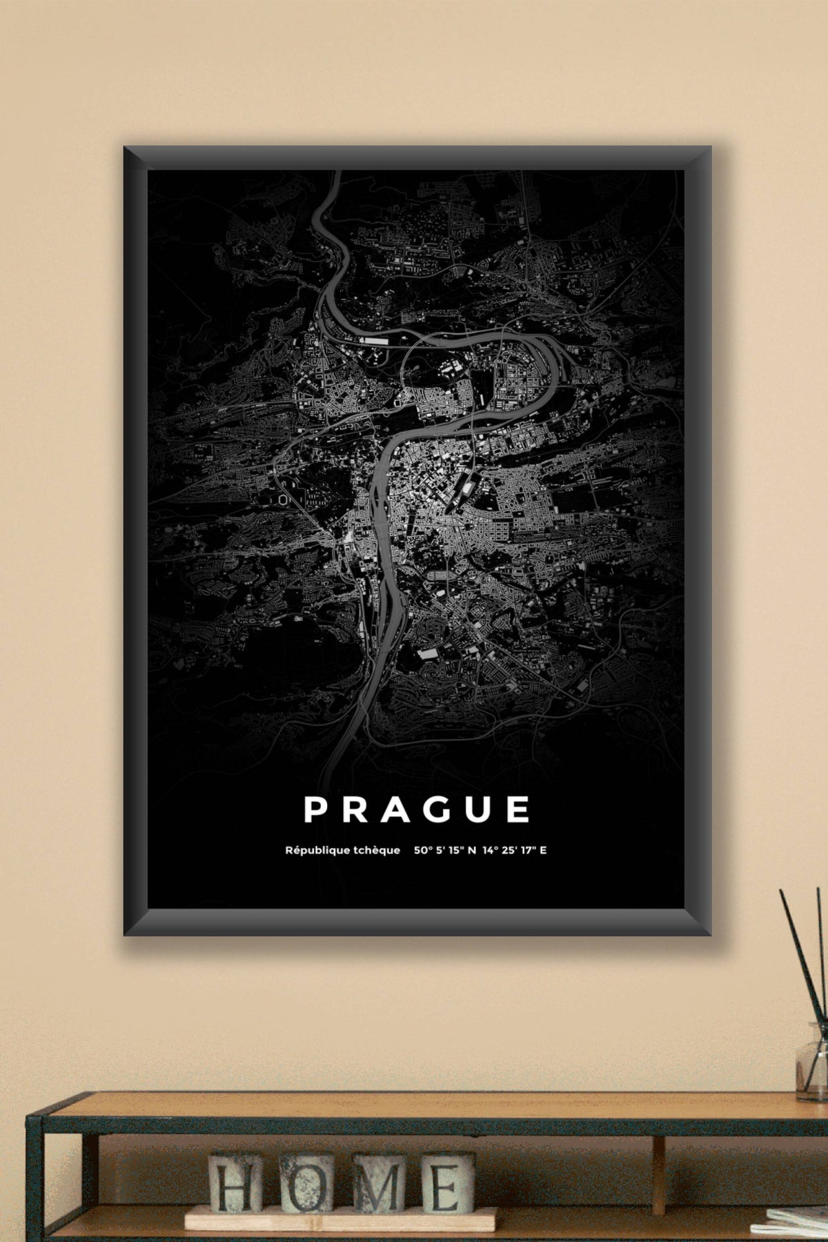 Carte de Prague nuit - Affiche personnalisée