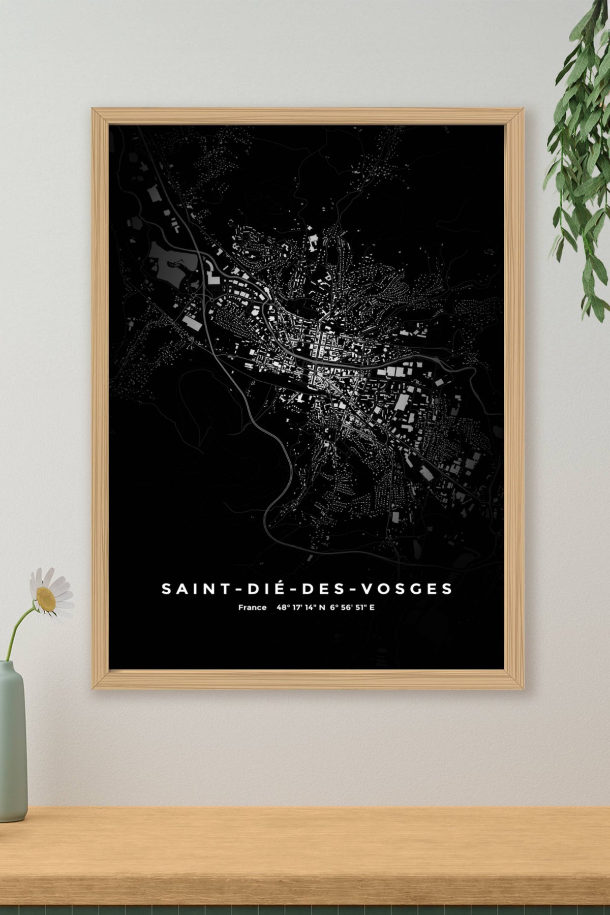 Carte de Saint-Dié-des-Vosges nuit - Affiche personnalisée