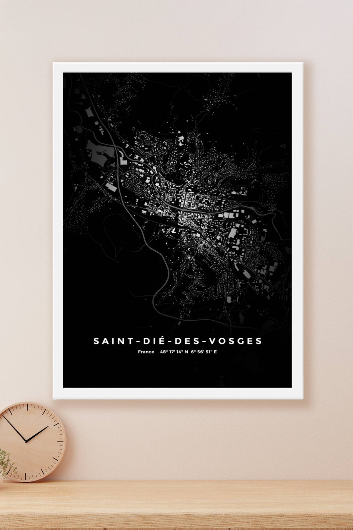 Carte de Saint-Dié-des-Vosges nuit - Affiche personnalisée