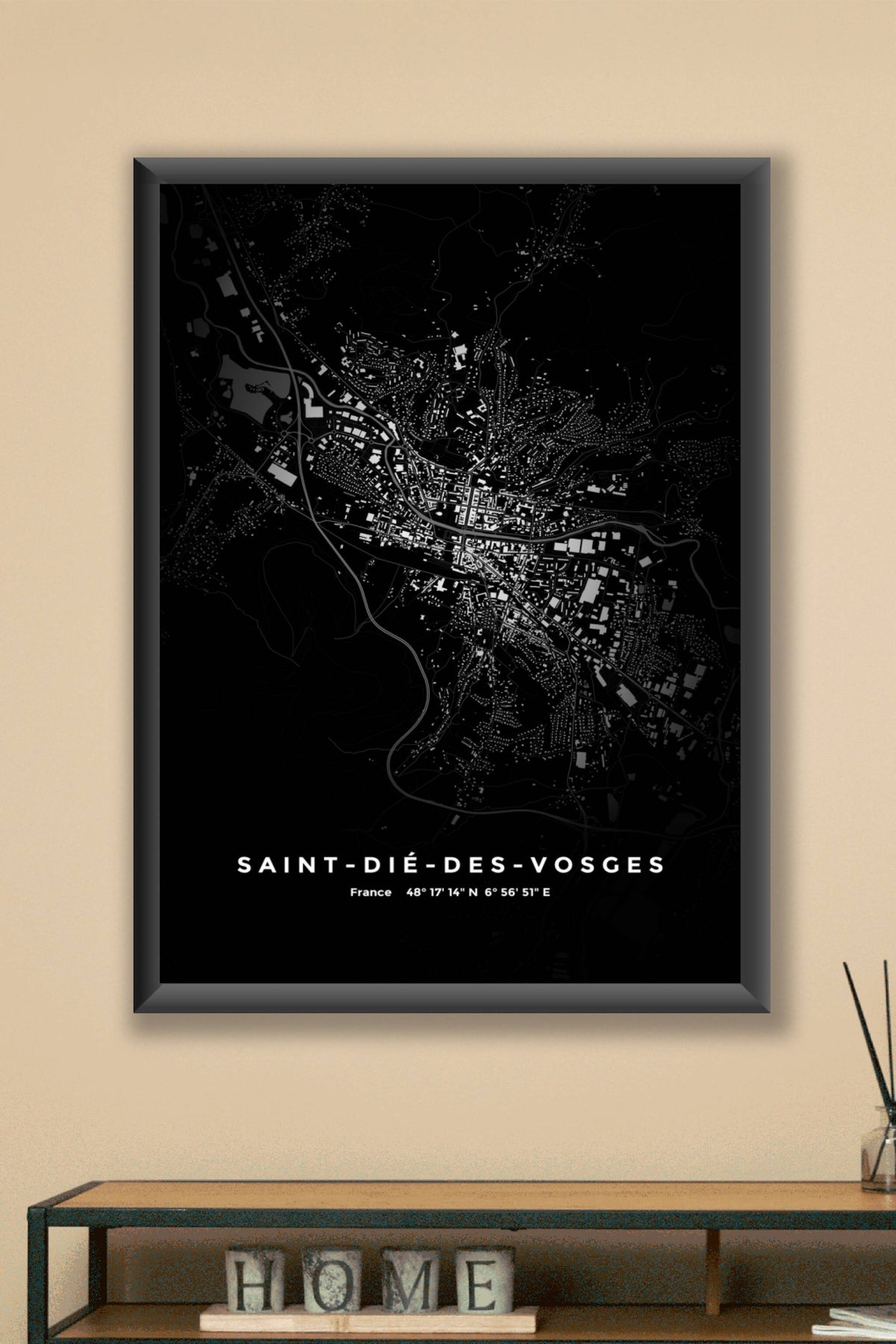 Carte de Saint-Dié-des-Vosges nuit - Affiche personnalisée