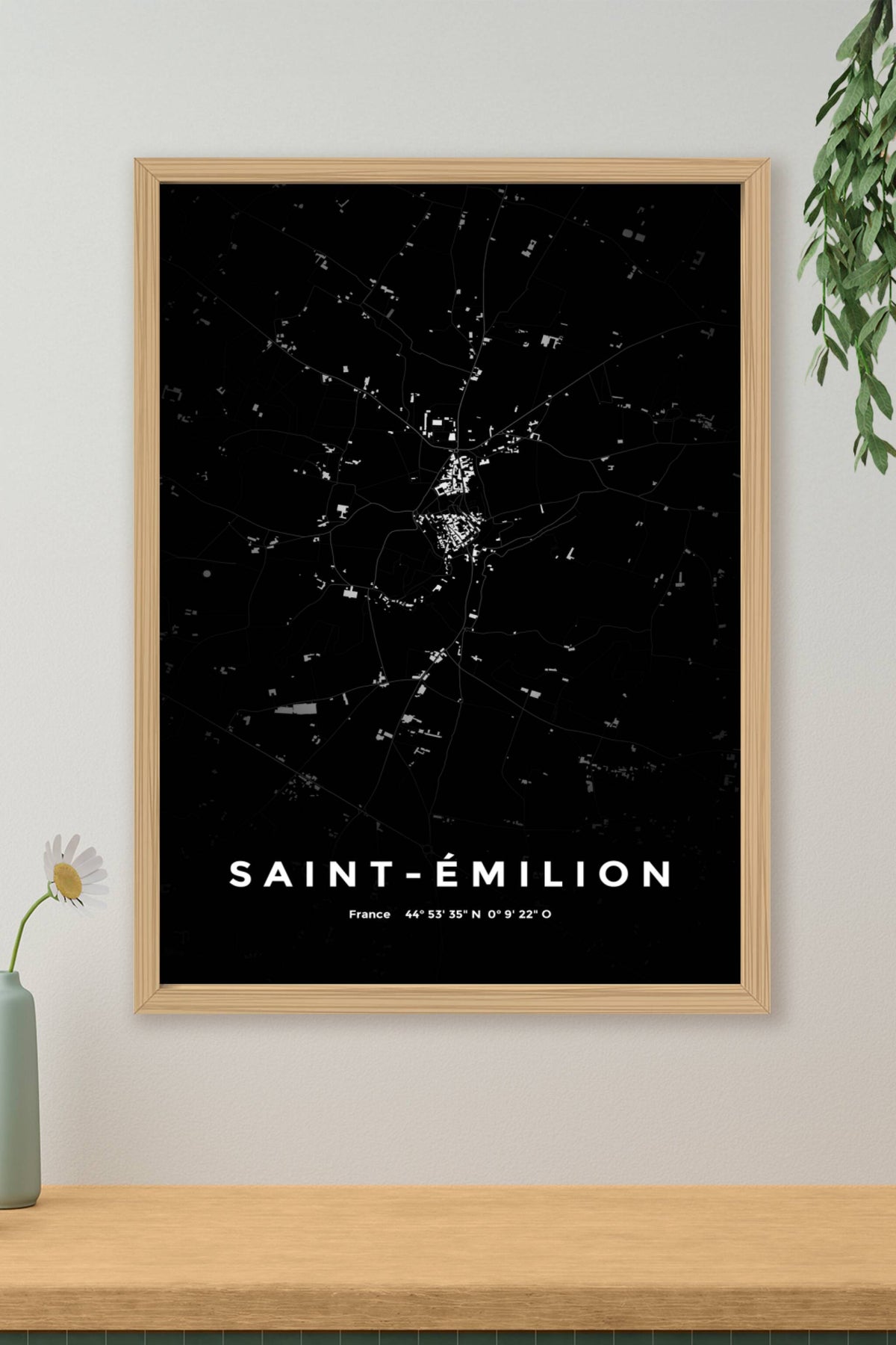 Carte de Saint-Émilion nuit - Affiche personnalisée