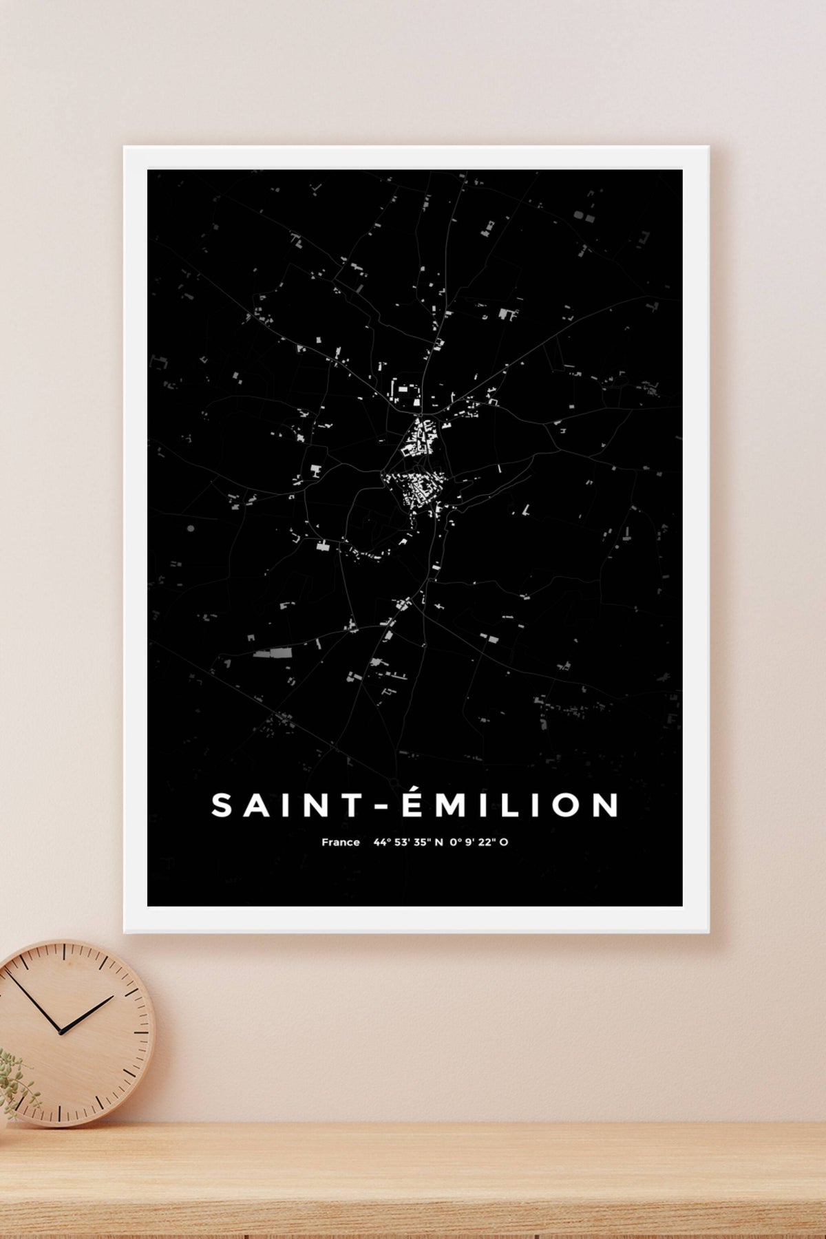 Carte de Saint-Émilion nuit - Affiche personnalisée