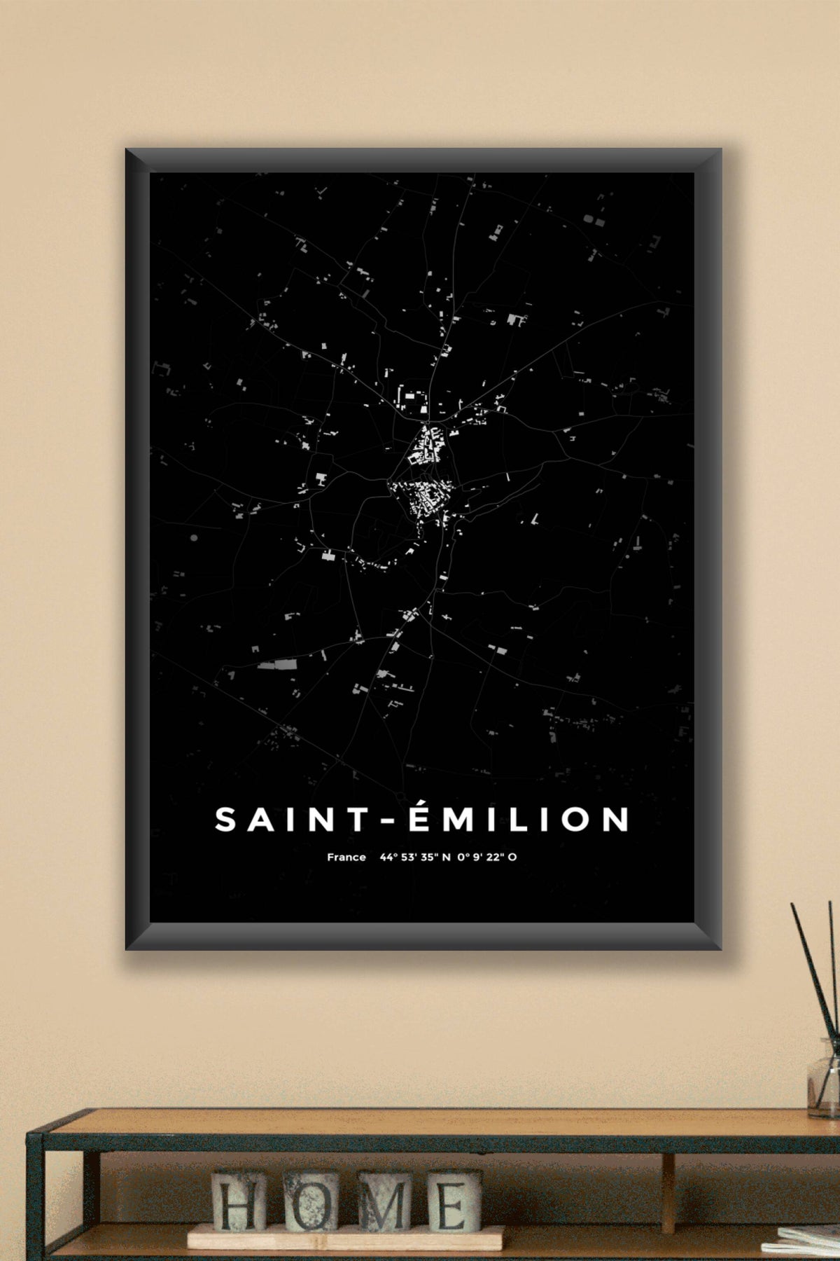 Carte de Saint-Émilion nuit - Affiche personnalisée