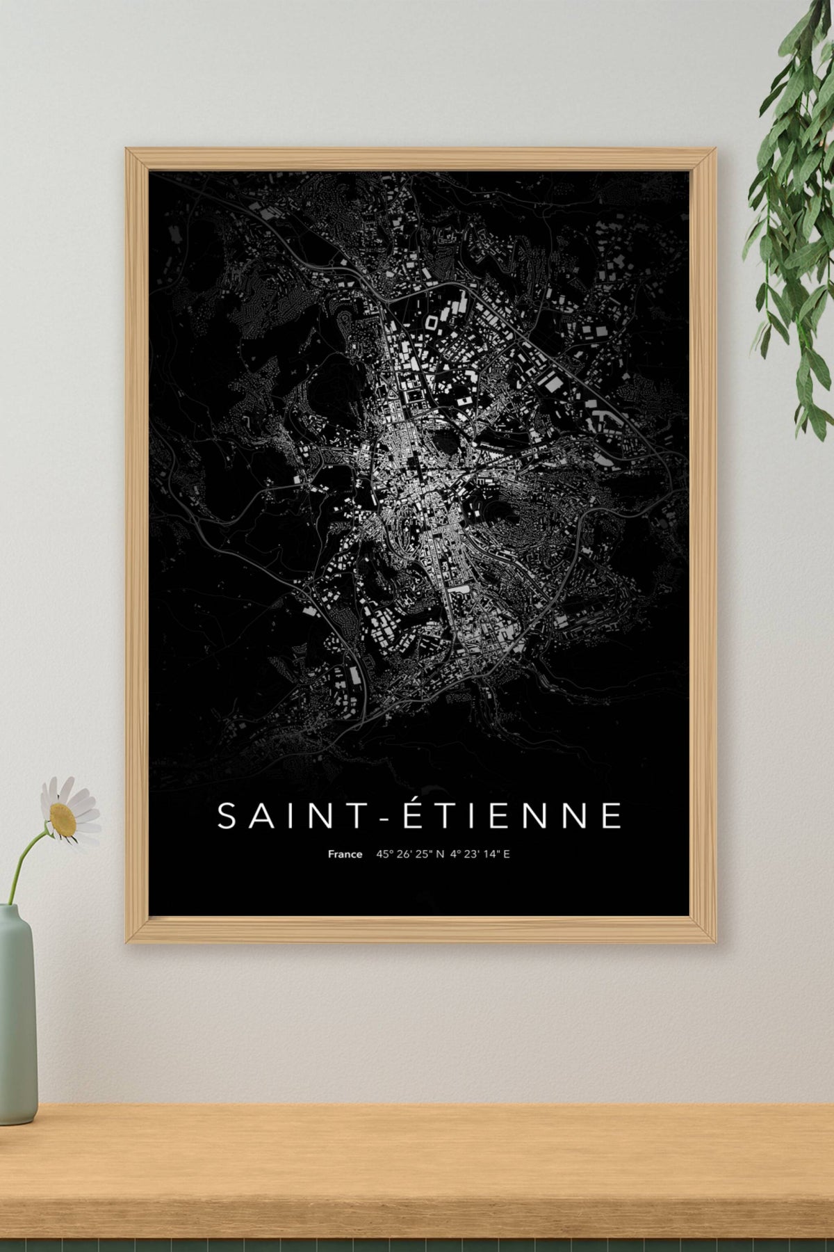 Carte de Saint-Étienne nuit - Affiche personnalisée