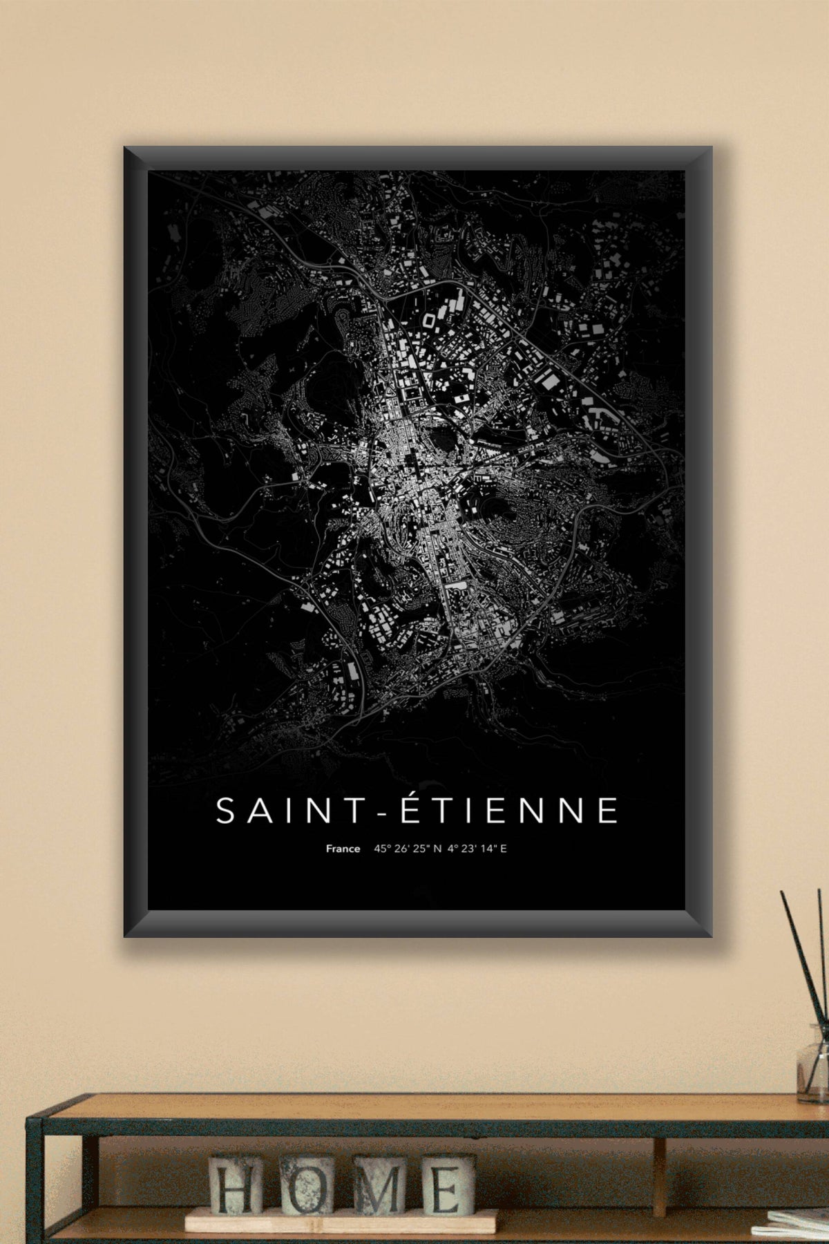 Carte de Saint-Étienne nuit - Affiche personnalisée
