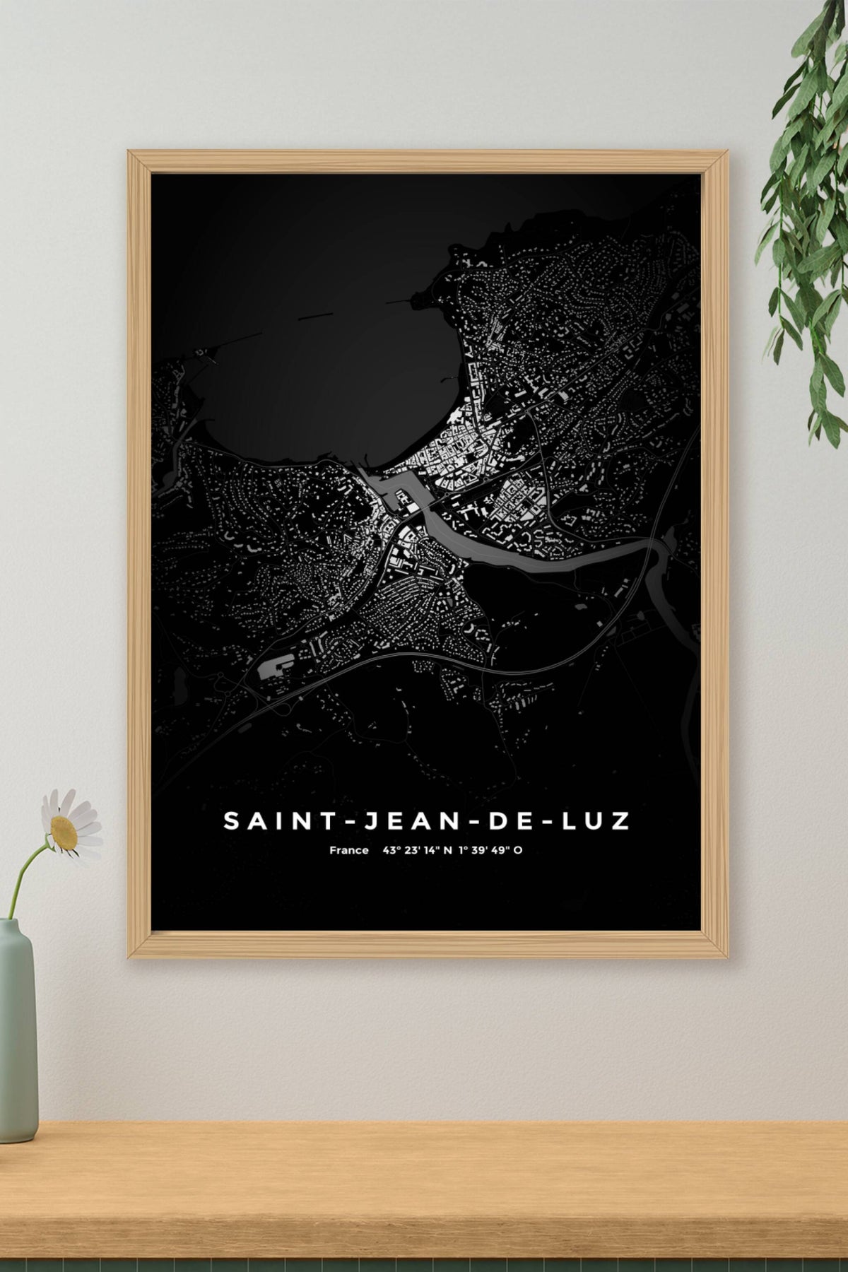 Carte de Saint-Jean-de-Luz nuit - Affiche personnalisée