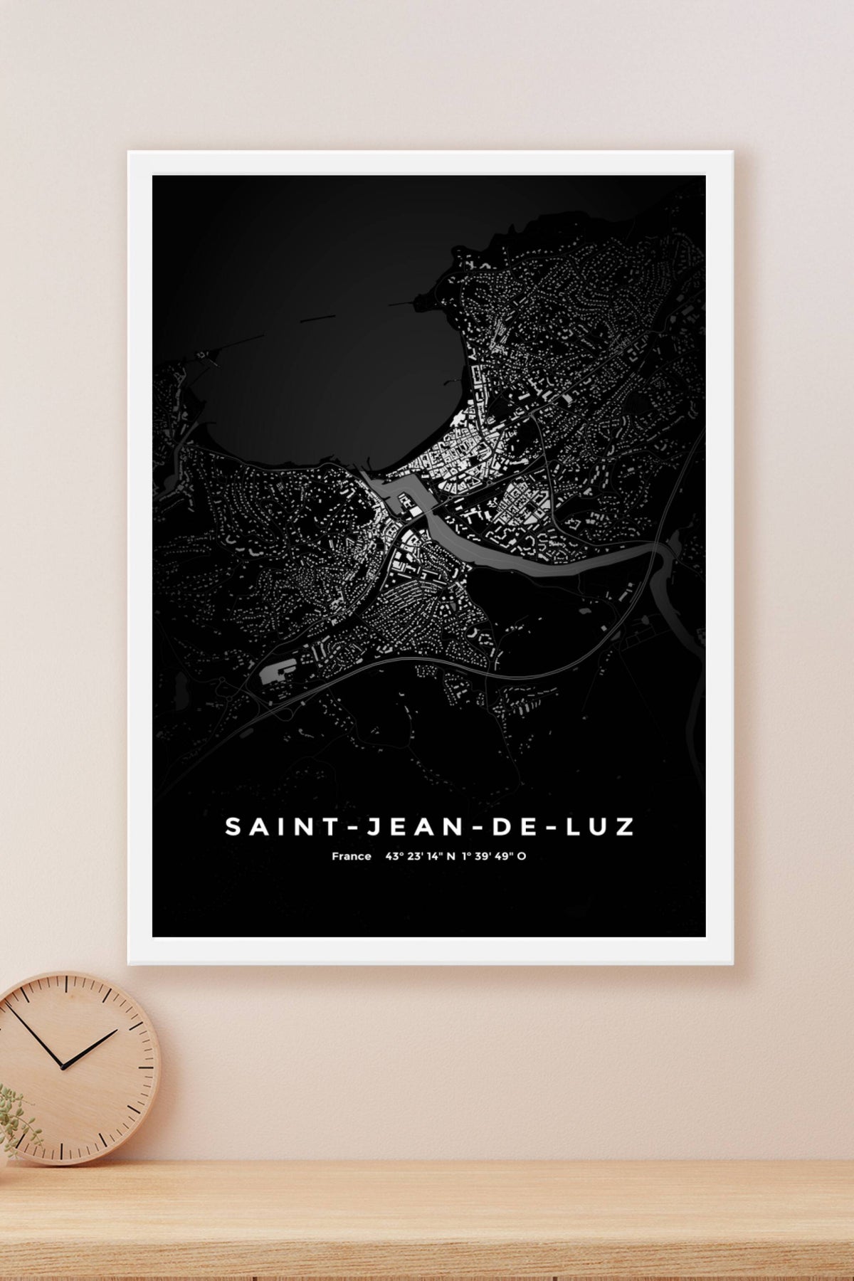 Carte de Saint-Jean-de-Luz nuit - Affiche personnalisée