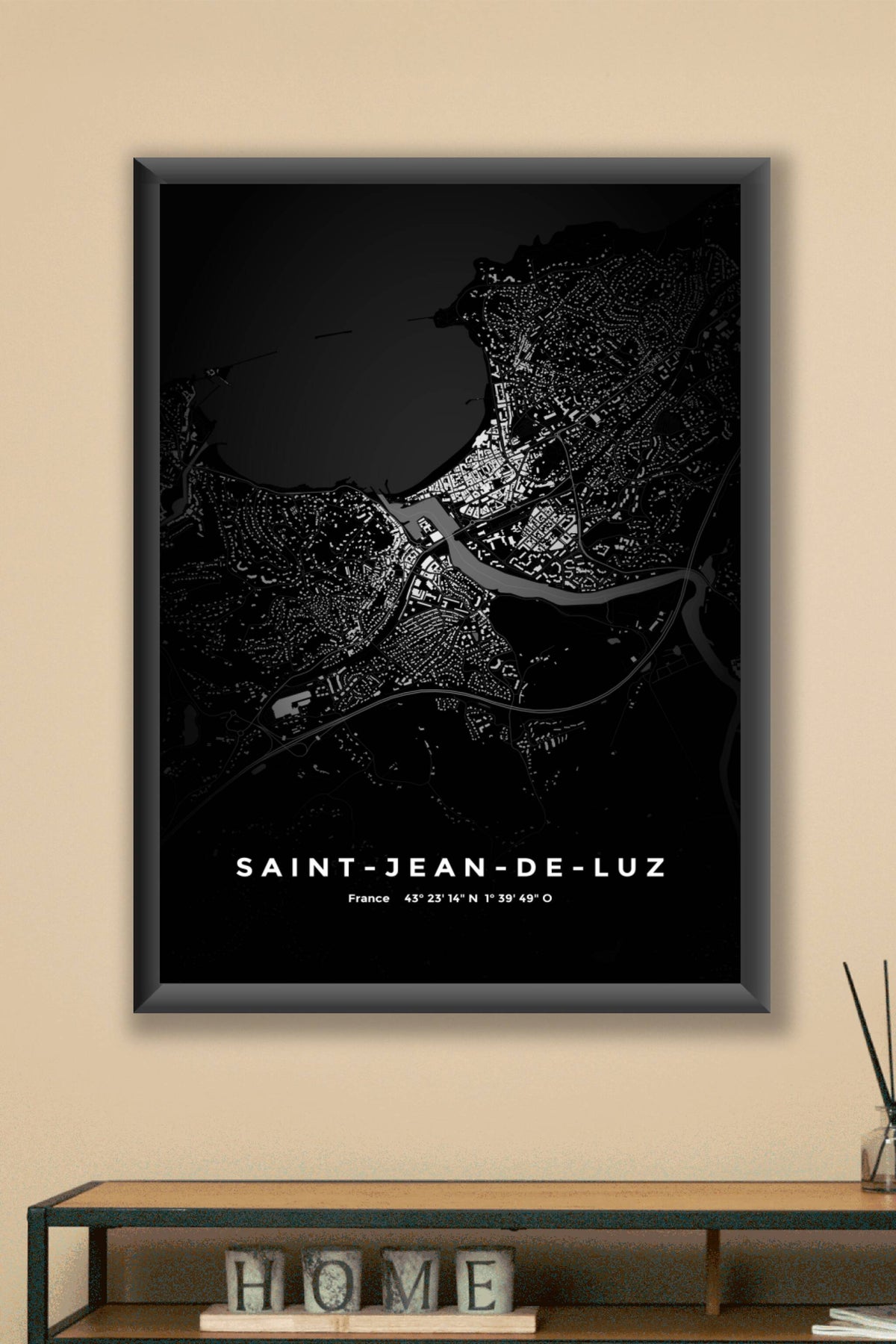 Carte de Saint-Jean-de-Luz nuit - Affiche personnalisée