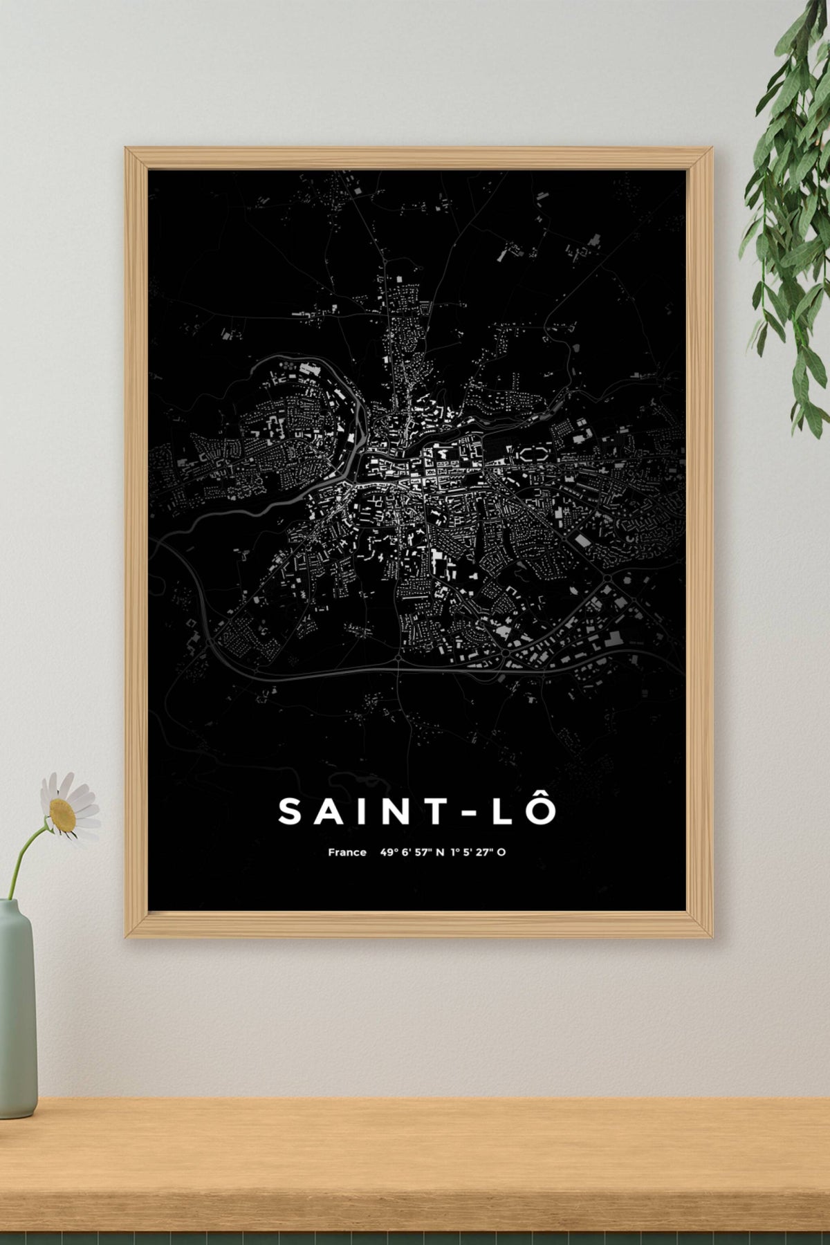 Carte de Saint-Lô nuit - Affiche personnalisée