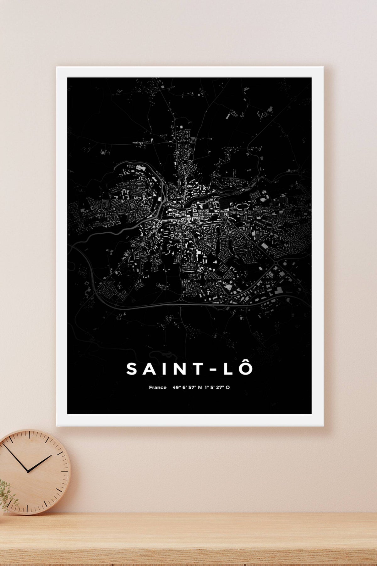 Carte de Saint-Lô nuit - Affiche personnalisée