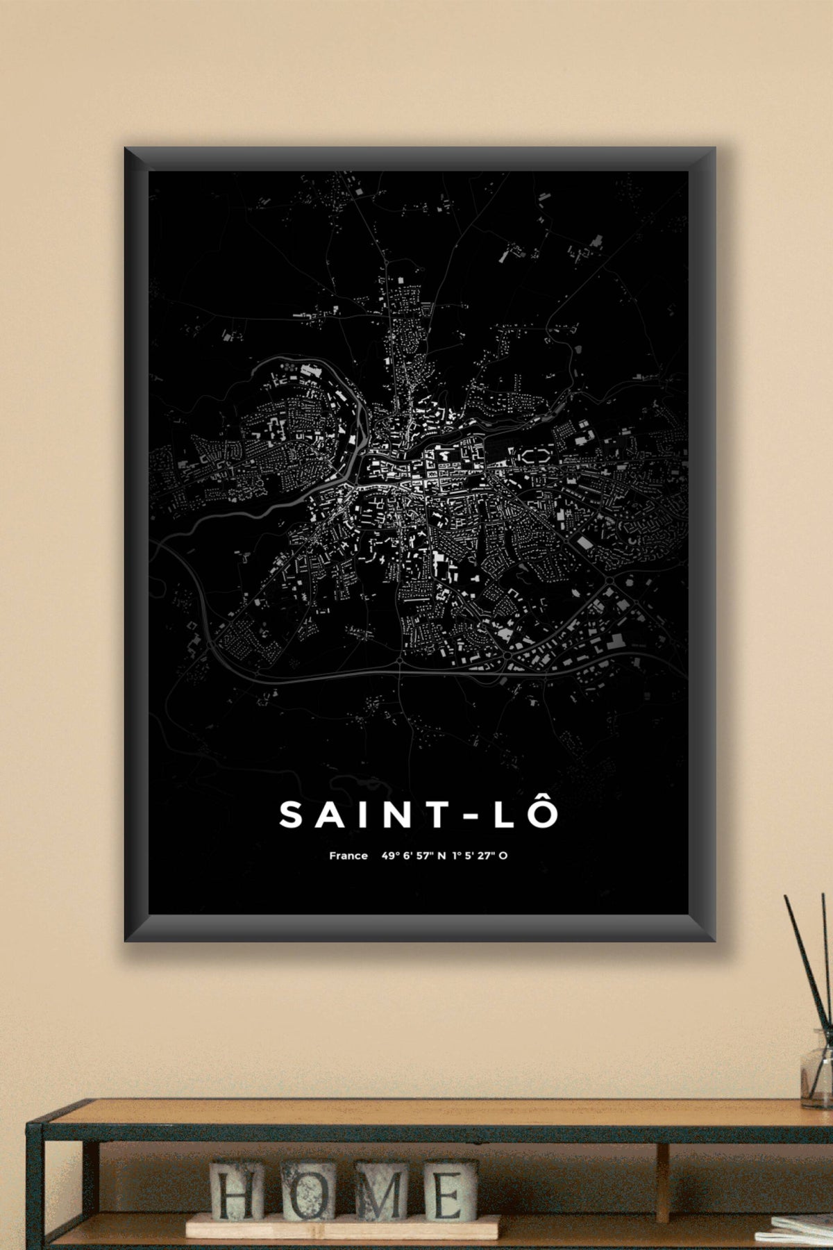 Carte de Saint-Lô nuit - Affiche personnalisée
