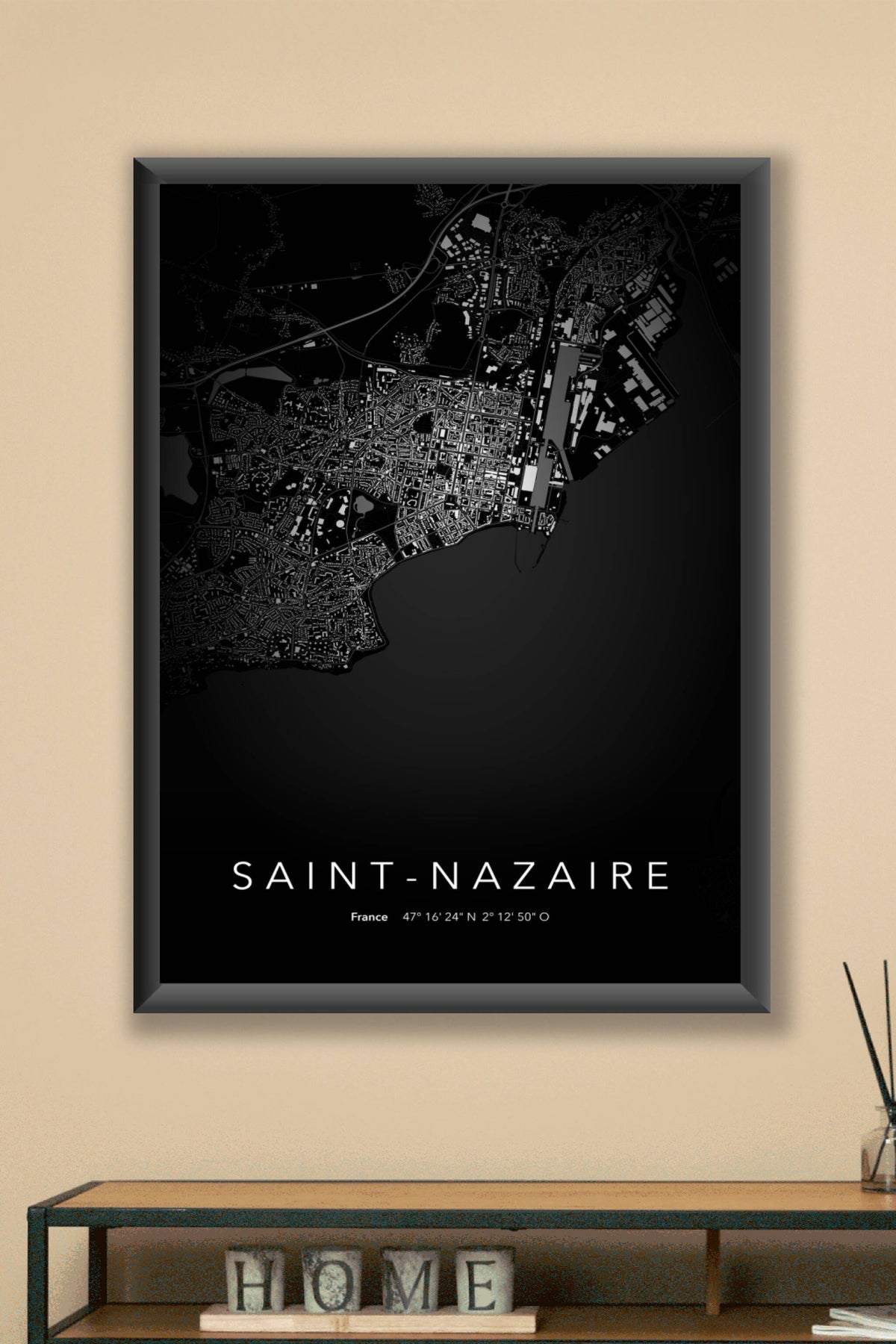 Carte de Saint-Nazaire nuit - Affiche personnalisée