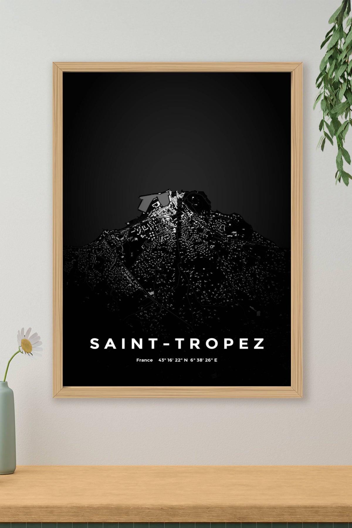 Carte de Saint-Tropez nuit - Affiche personnalisée