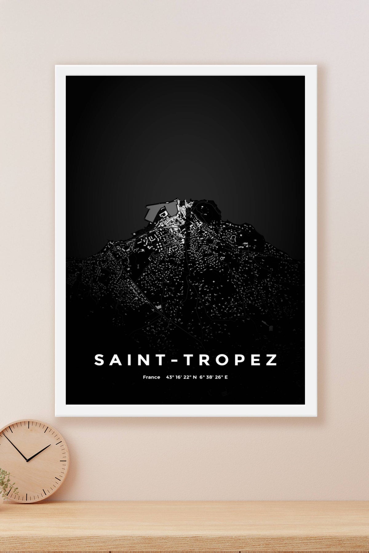 Carte de Saint-Tropez nuit - Affiche personnalisée