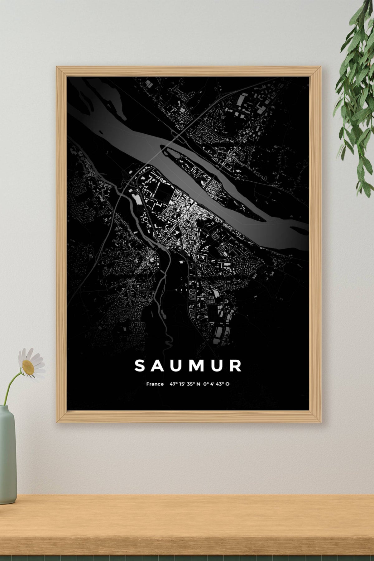 Carte de Saumur nuit - Affiche personnalisée