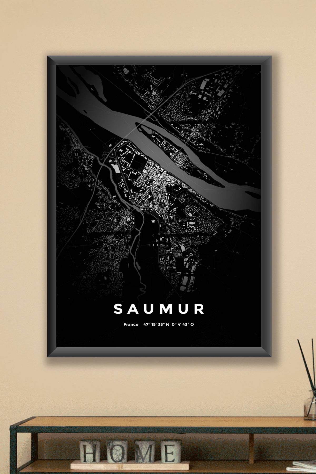 Carte de Saumur nuit - Affiche personnalisée