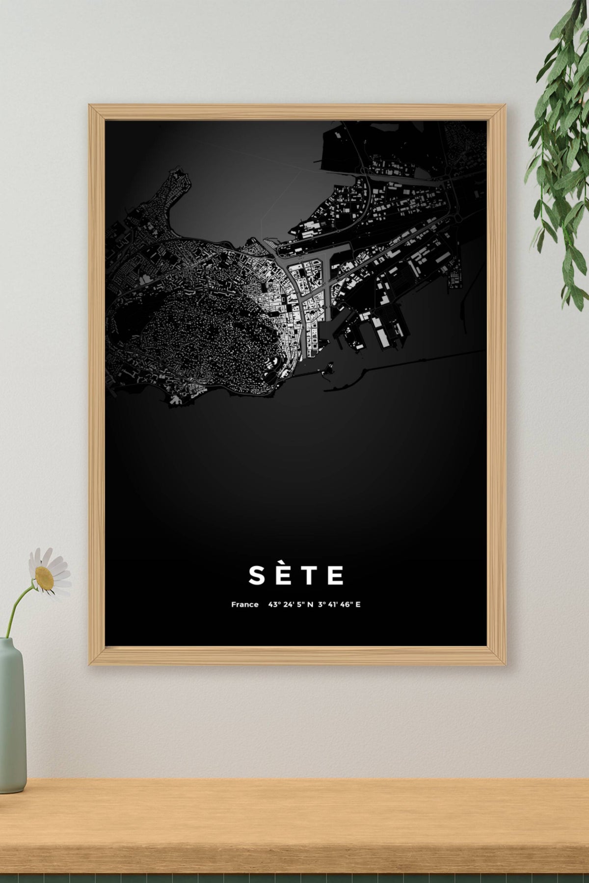 Carte de Sète nuit - Affiche personnalisée