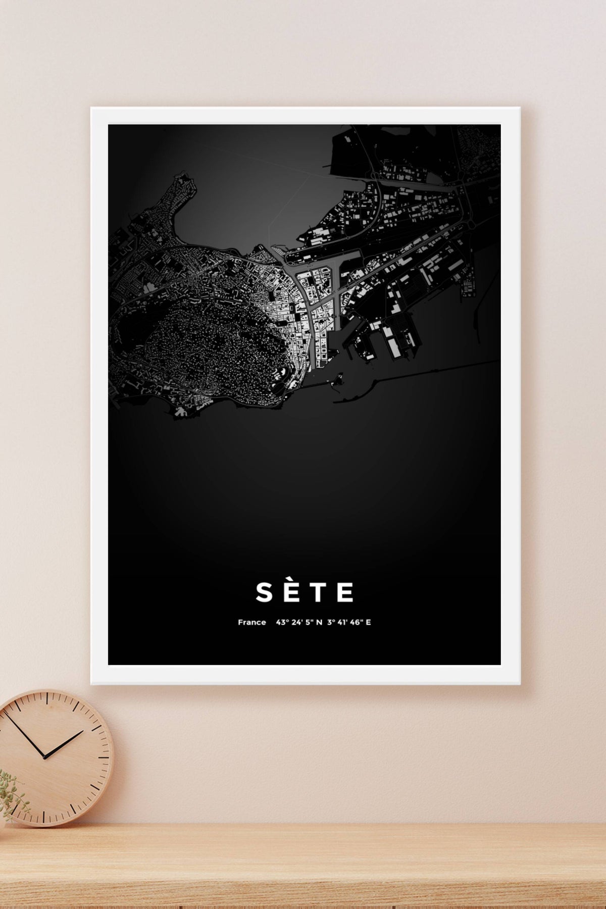 Carte de Sète nuit - Affiche personnalisée