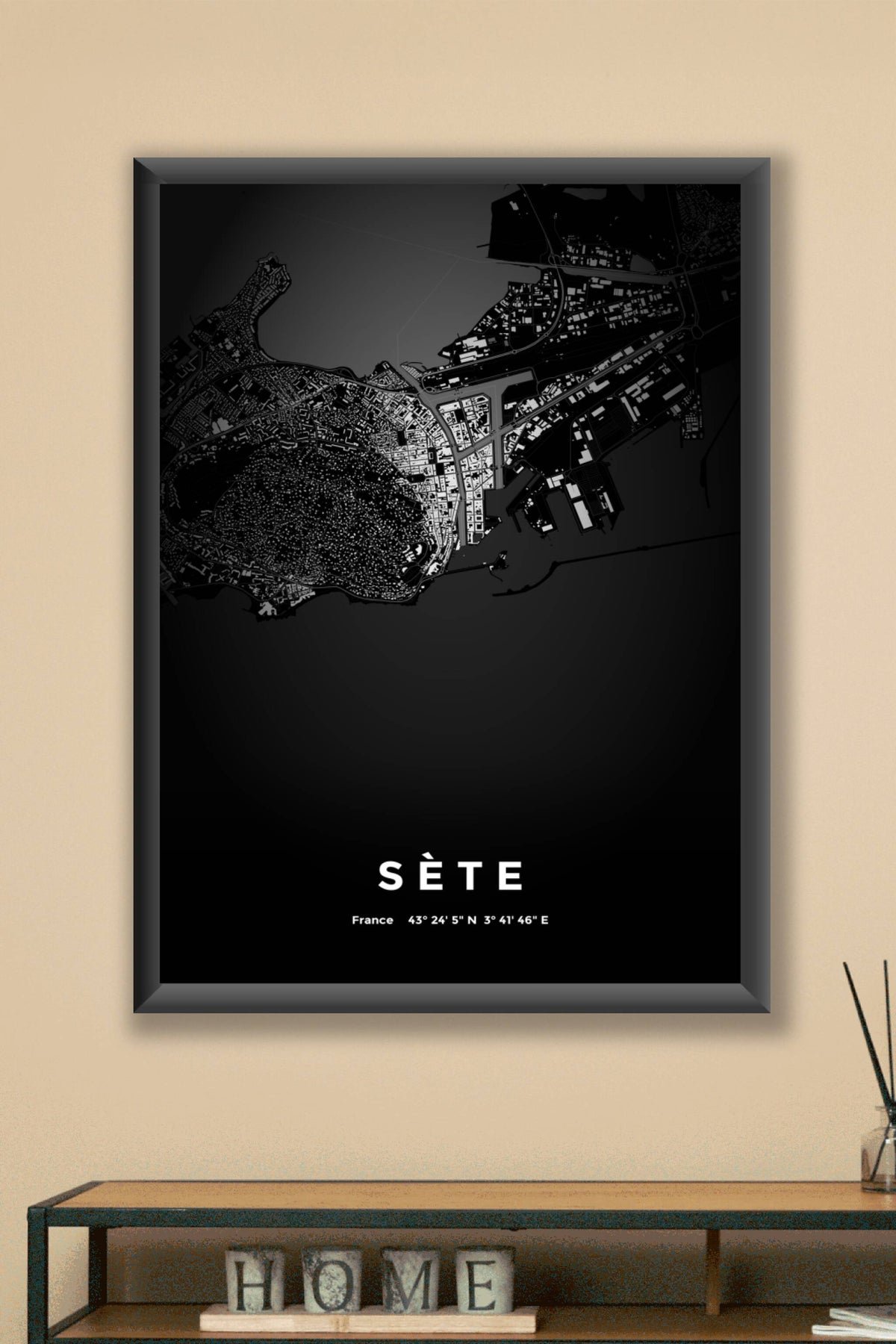 Carte de Sète nuit - Affiche personnalisée