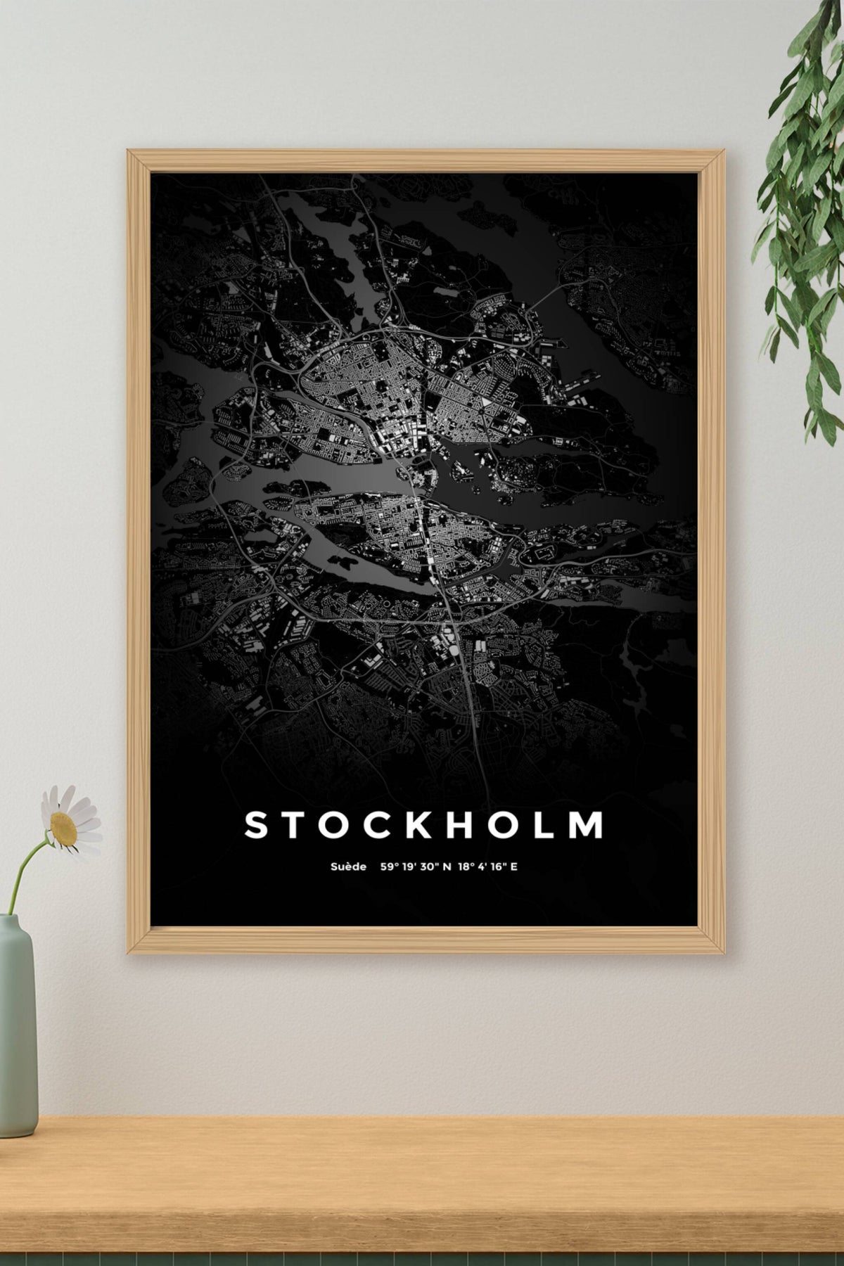 Carte de Stockholm nuit - Affiche personnalisée