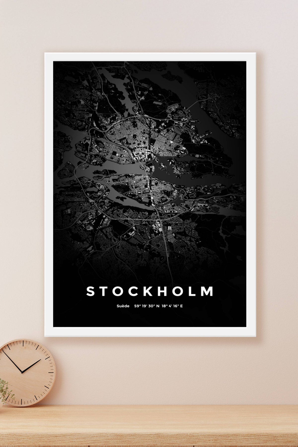 Carte de Stockholm nuit - Affiche personnalisée