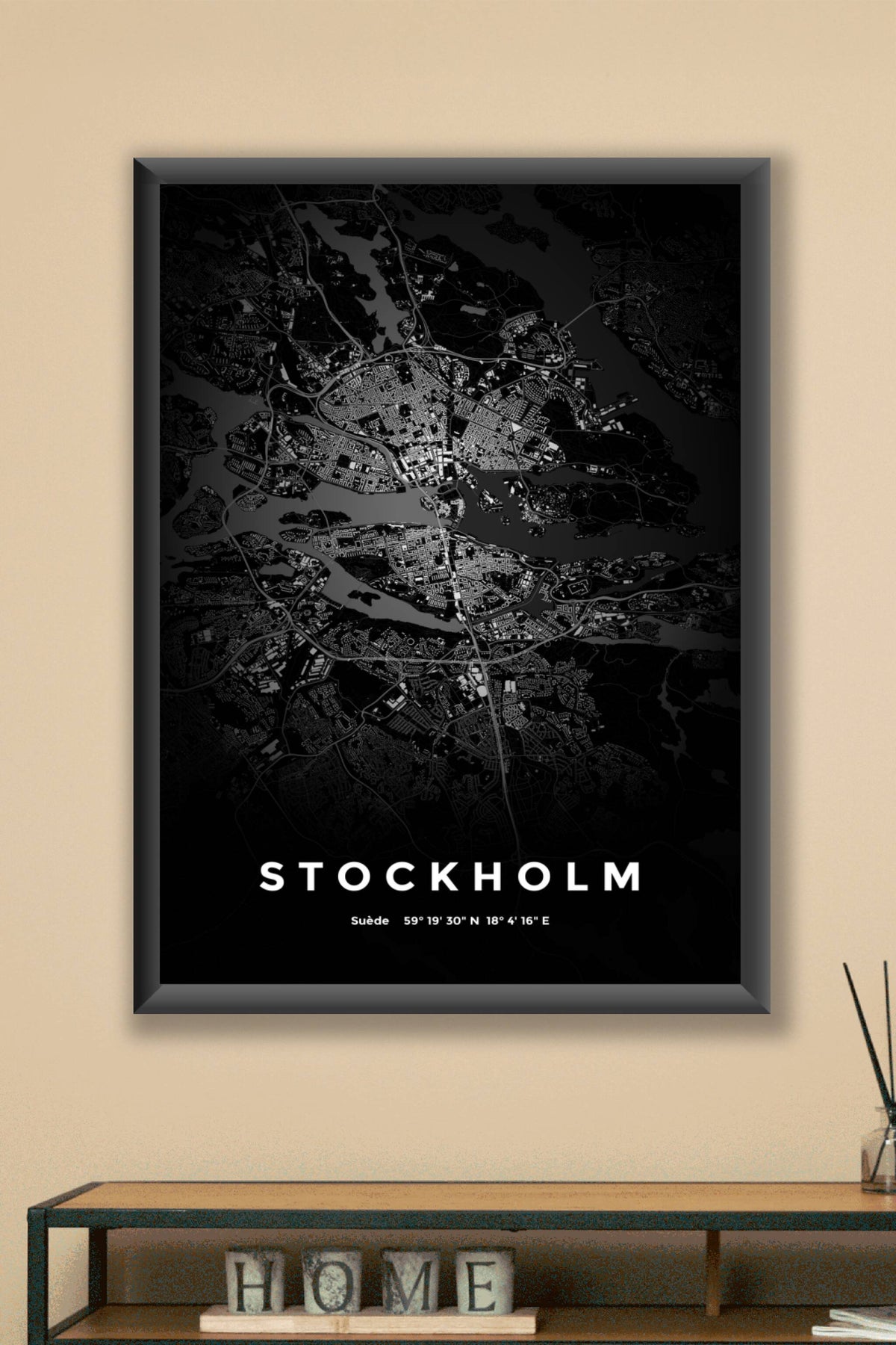 Carte de Stockholm nuit - Affiche personnalisée