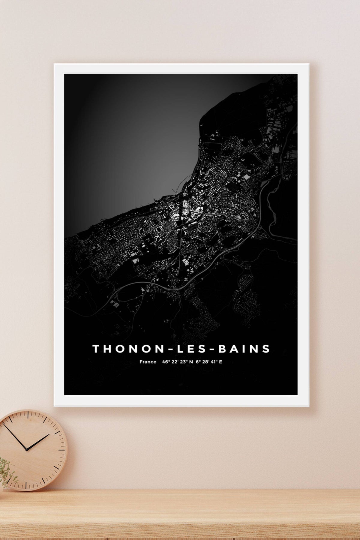 Carte de Thonon-les-Bains nuit - Affiche personnalisée