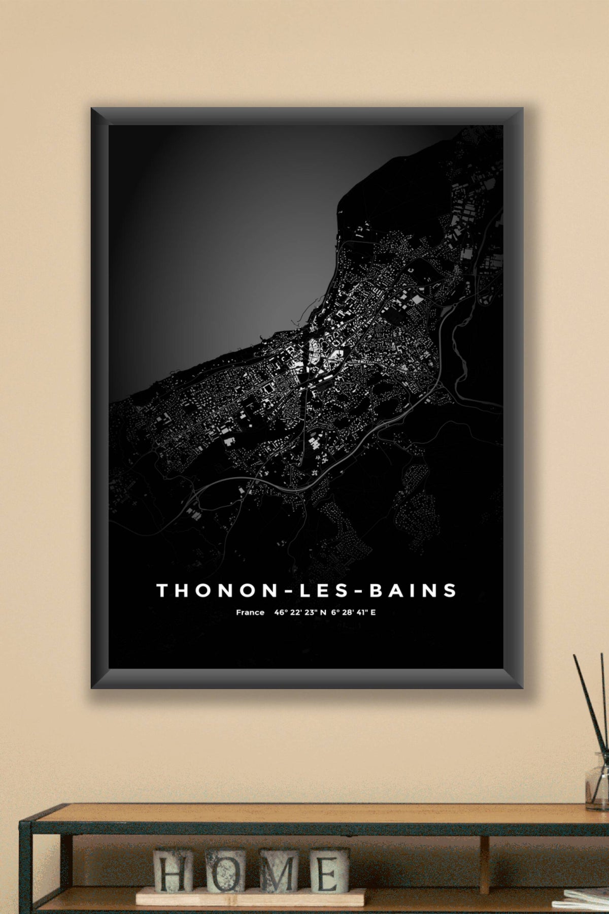 Carte de Thonon-les-Bains nuit - Affiche personnalisée