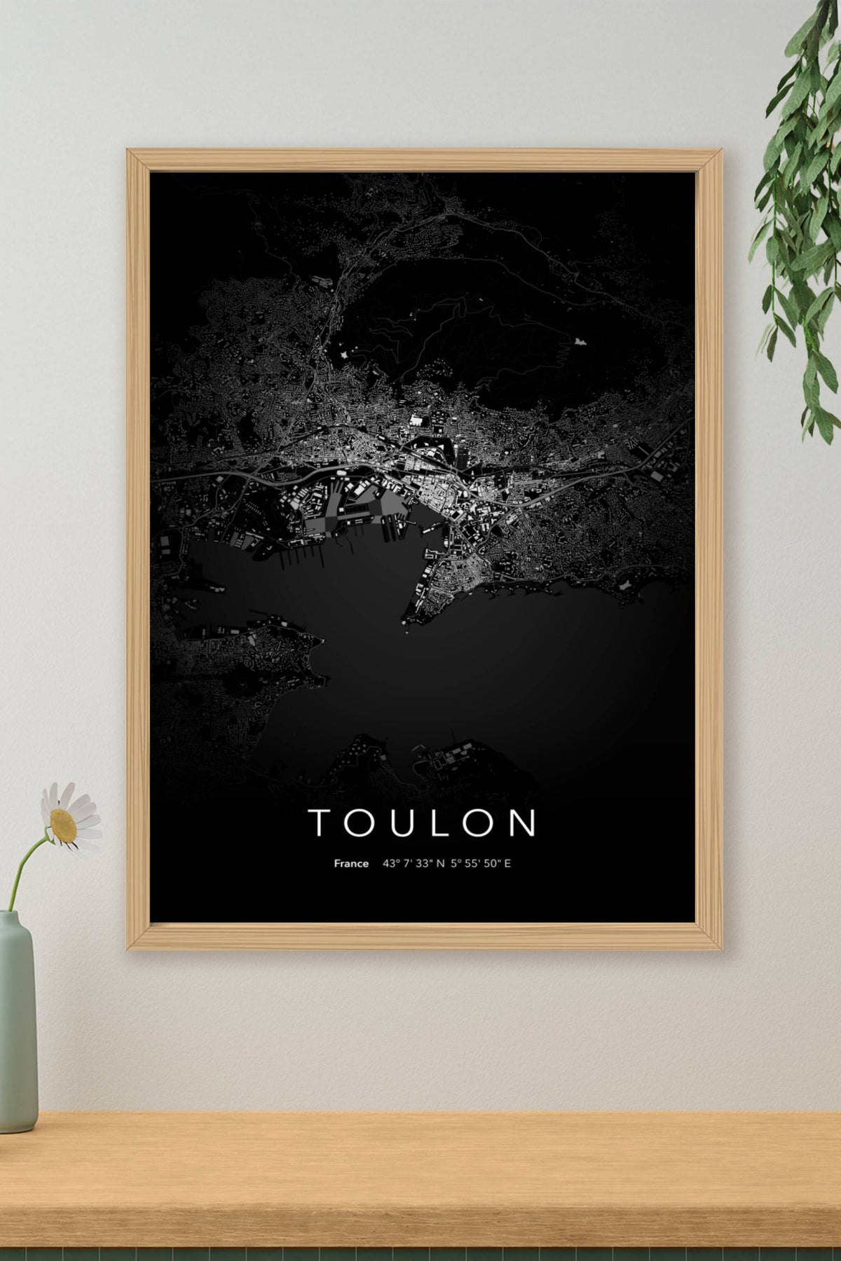 Carte de Toulon nuit - Affiche personnalisée