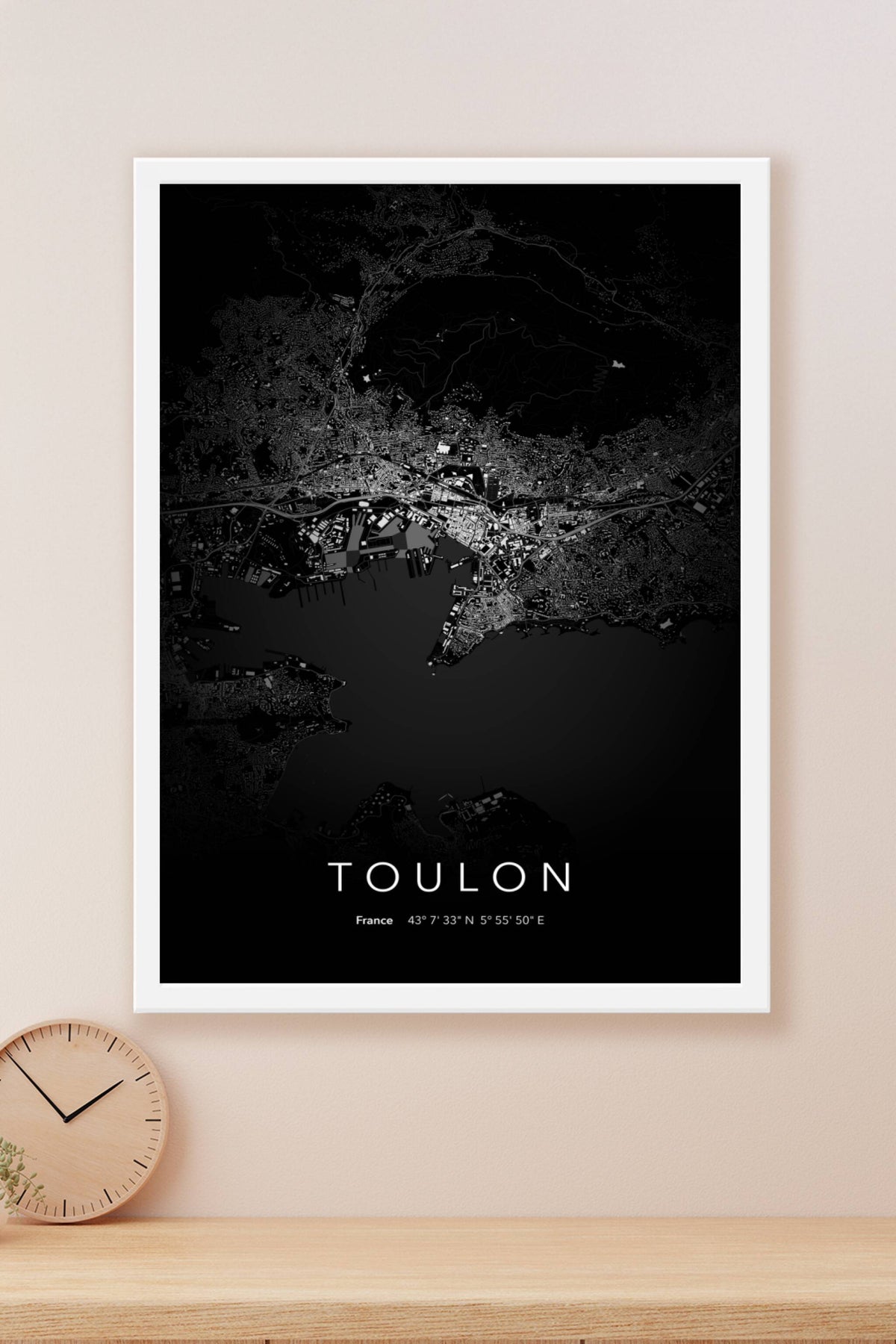 Carte de Toulon nuit - Affiche personnalisée