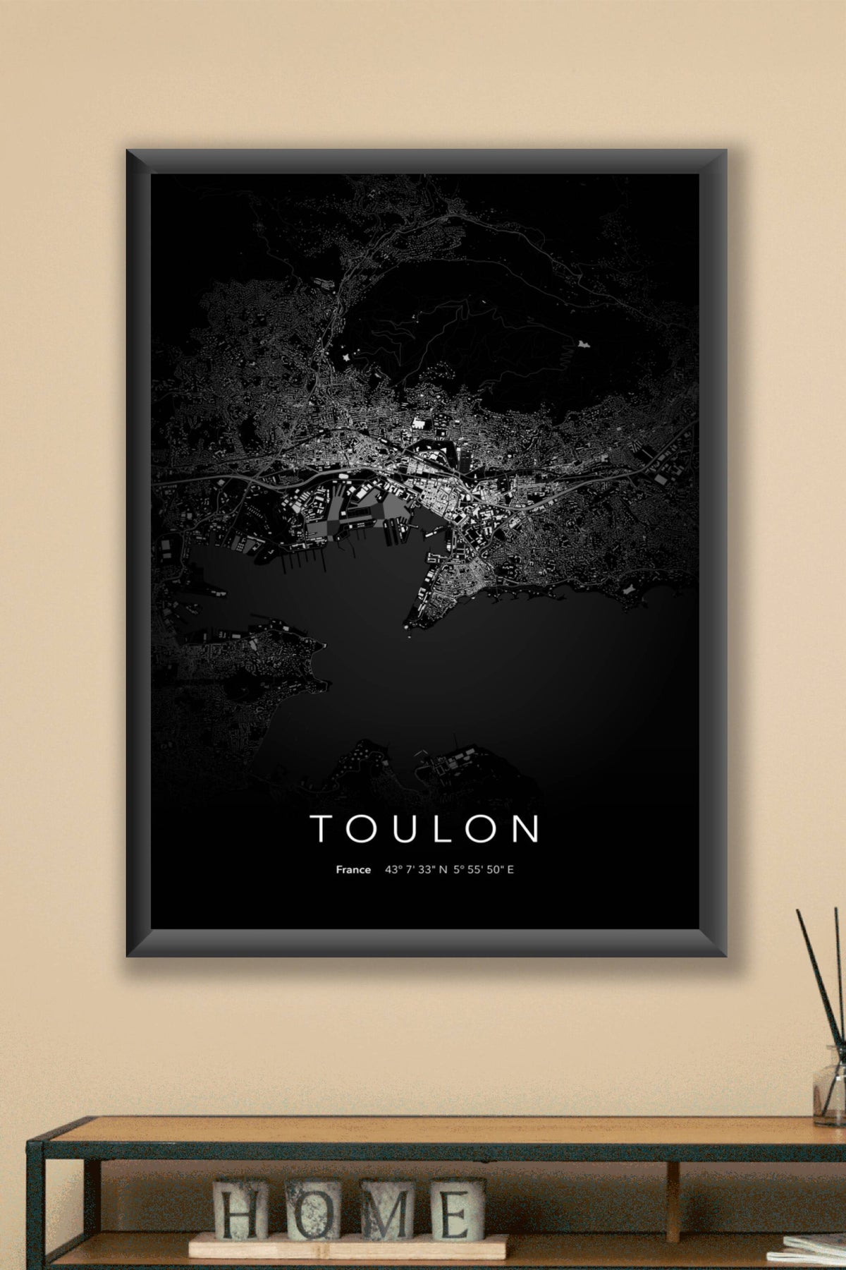 Carte de Toulon nuit - Affiche personnalisée