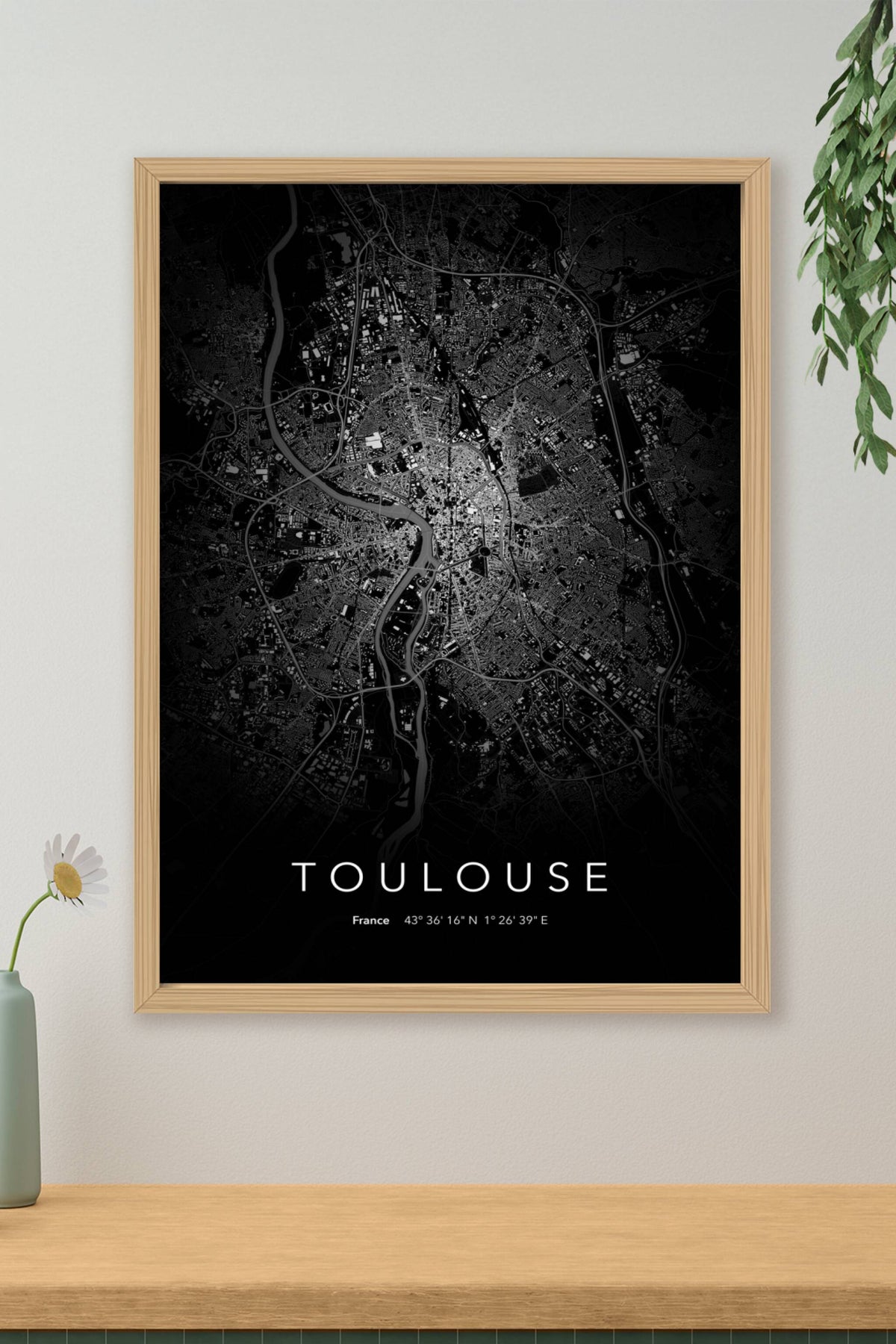 Carte de Toulouse nuit - Affiche personnalisée