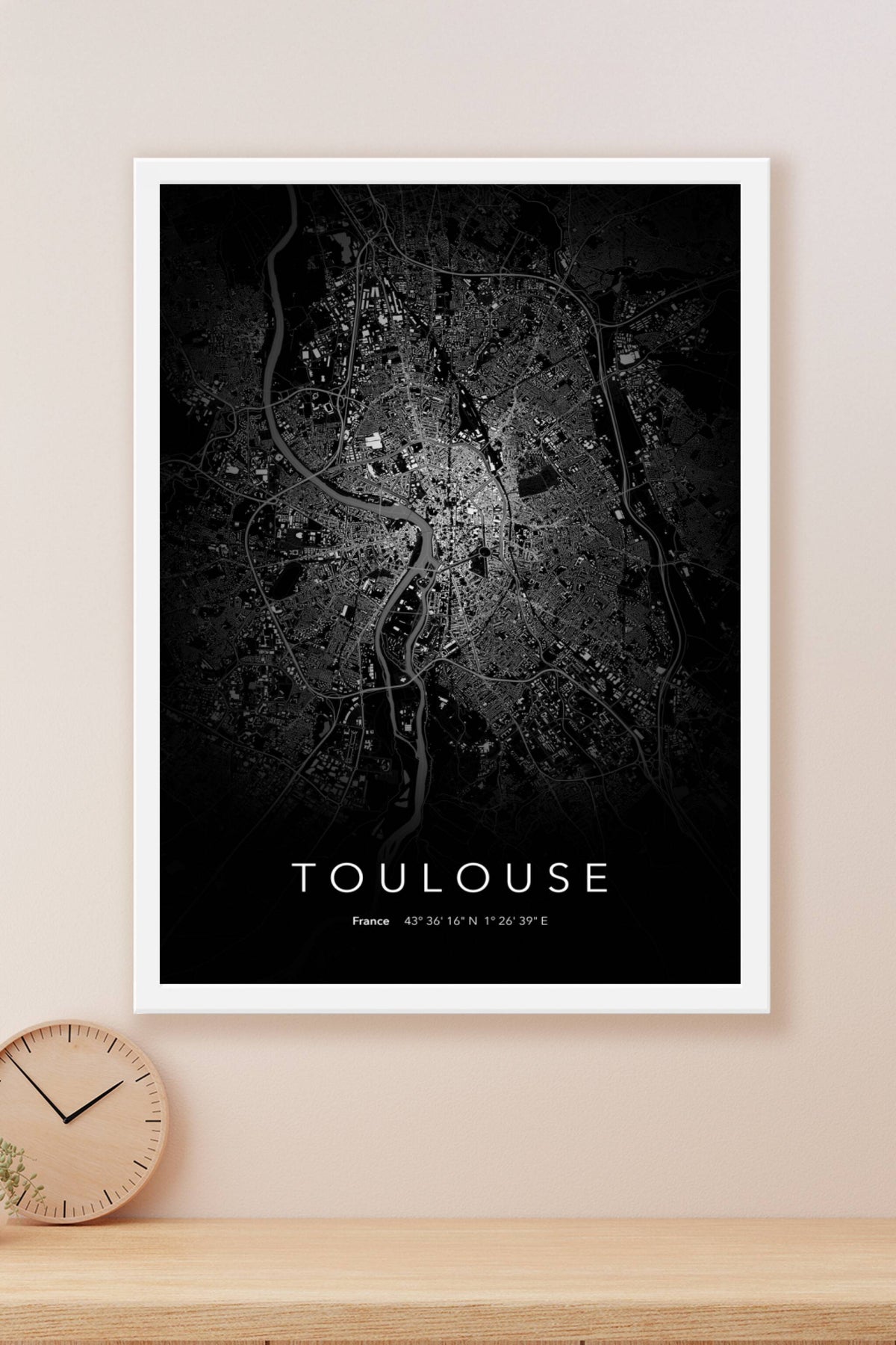 Carte de Toulouse nuit - Affiche personnalisée