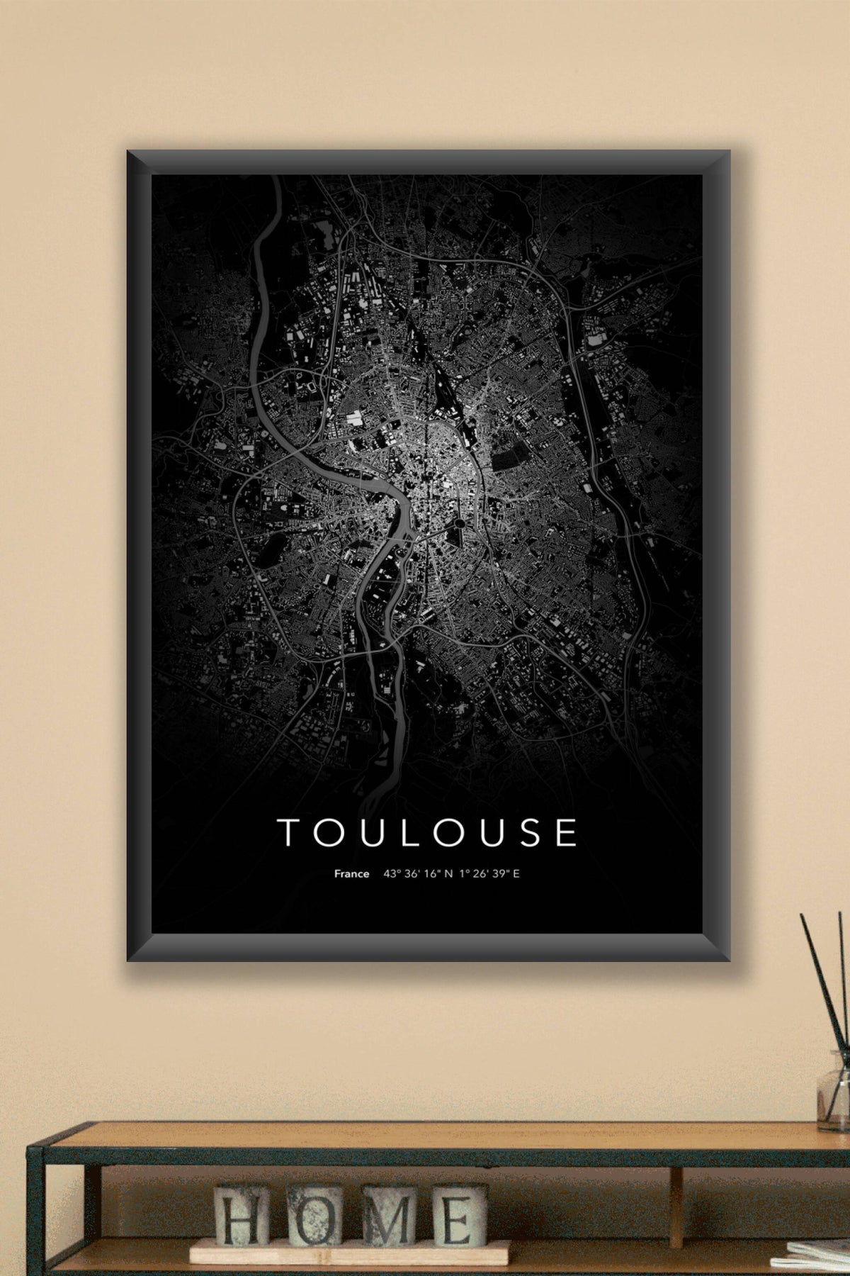 Carte de Toulouse nuit - Affiche personnalisée
