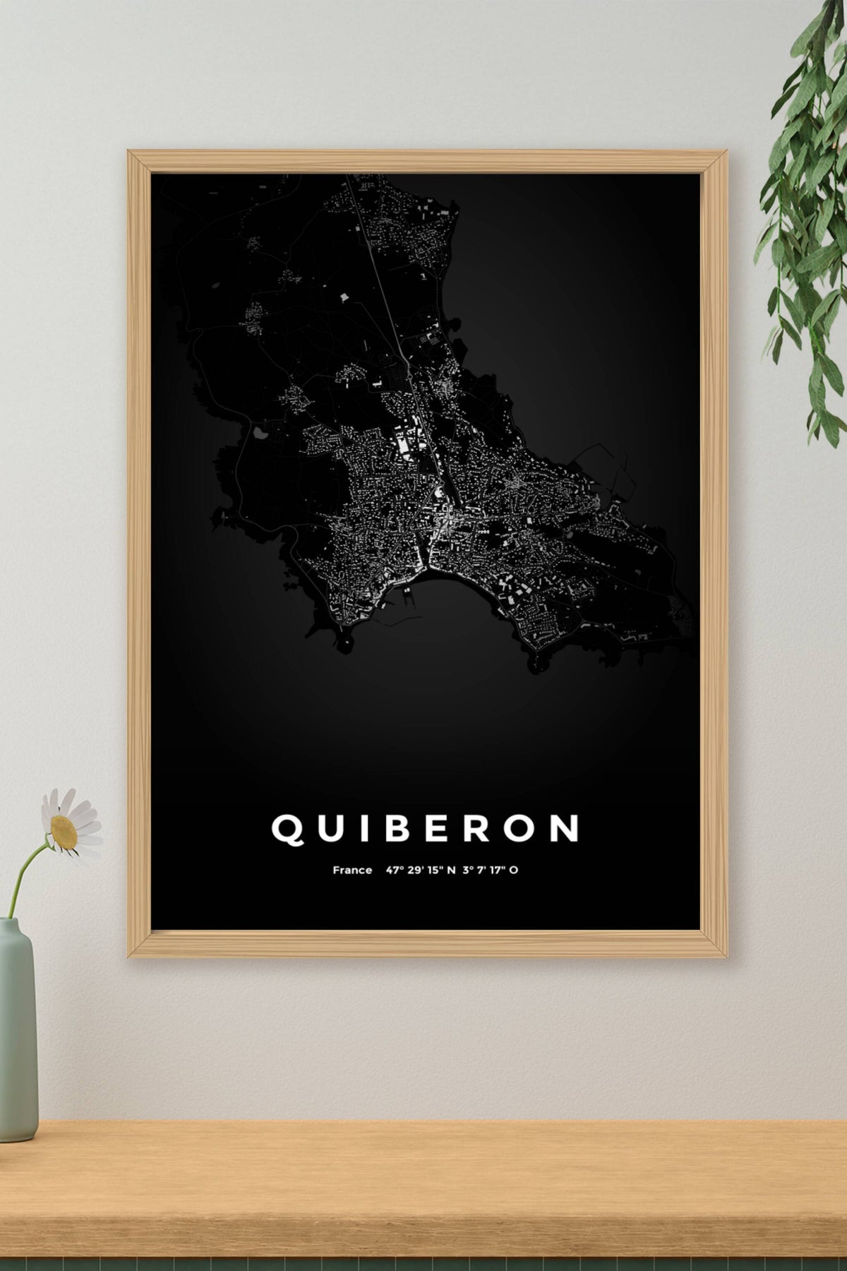Carte de Quiberon nuit - Affiche personnalisée