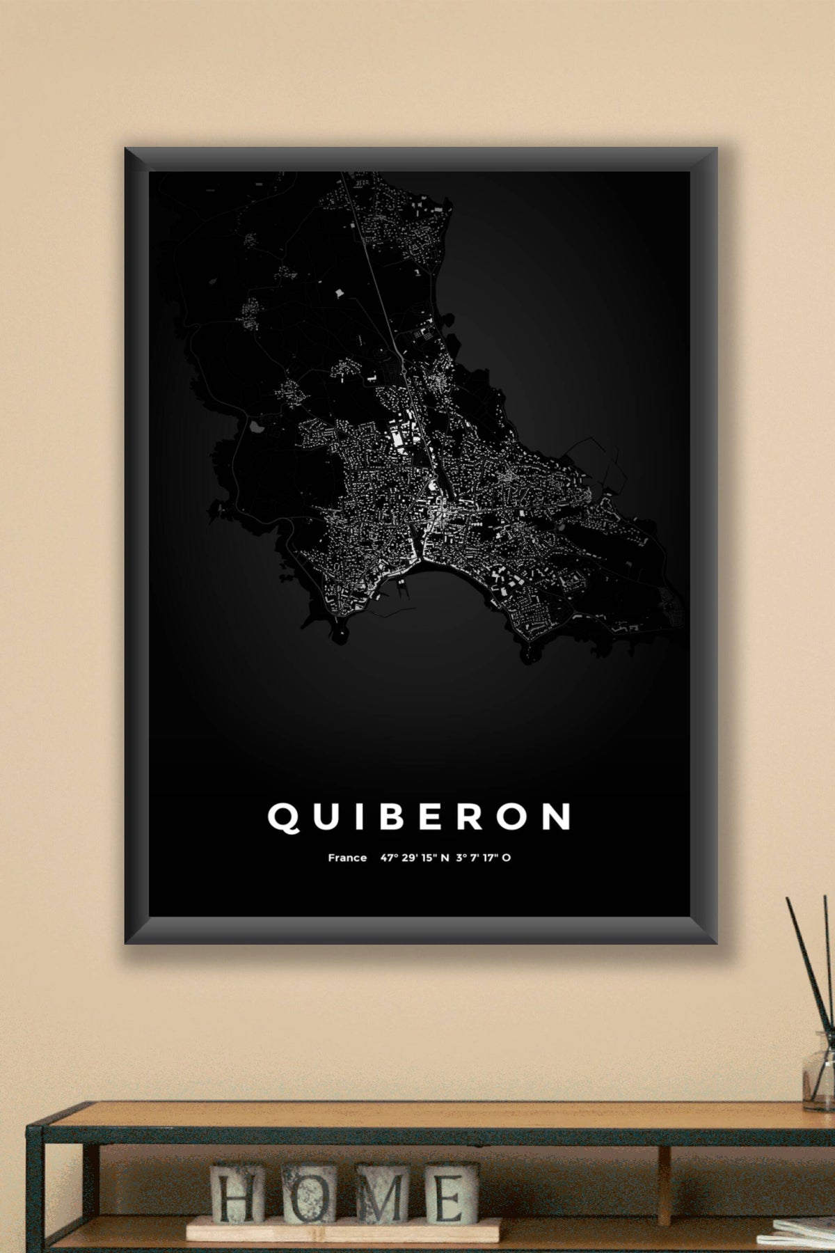Carte de Quiberon nuit - Affiche personnalisée