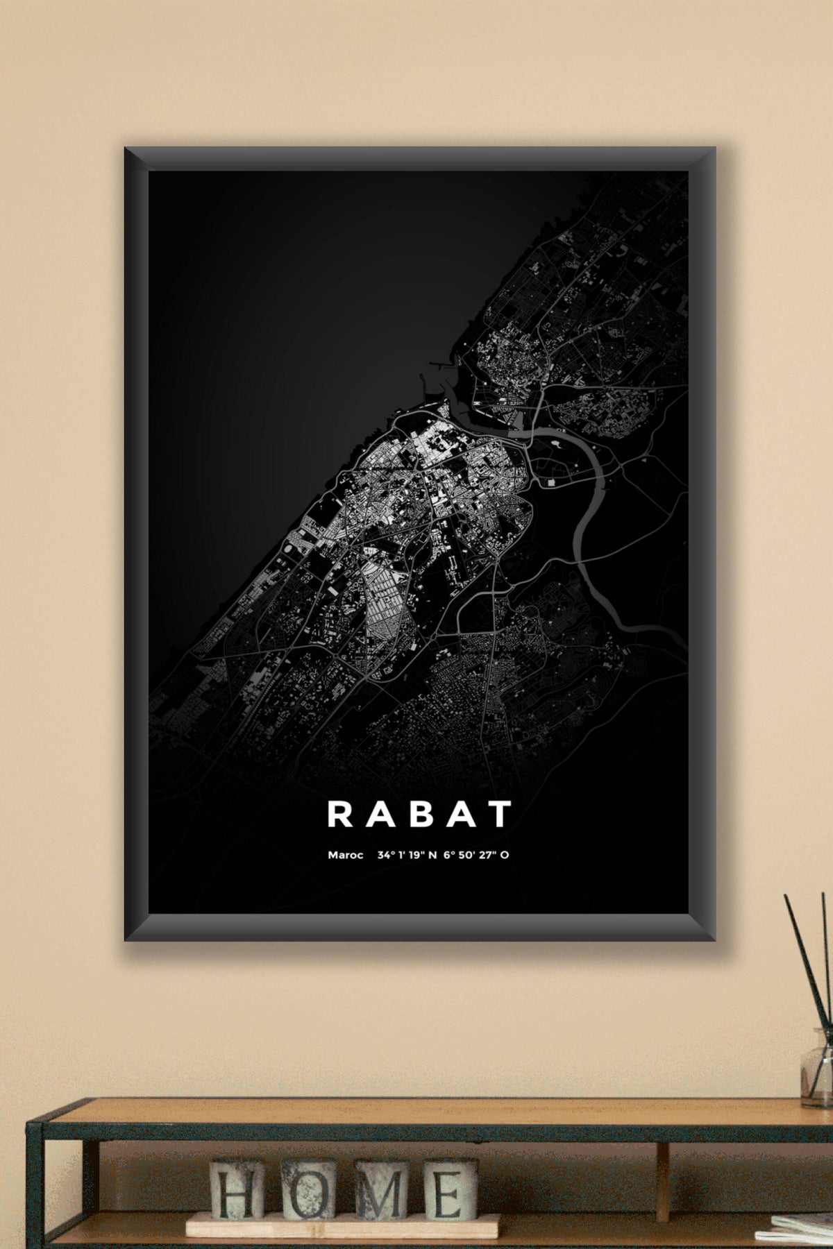 Carte de Rabat nuit - Affiche personnalisée