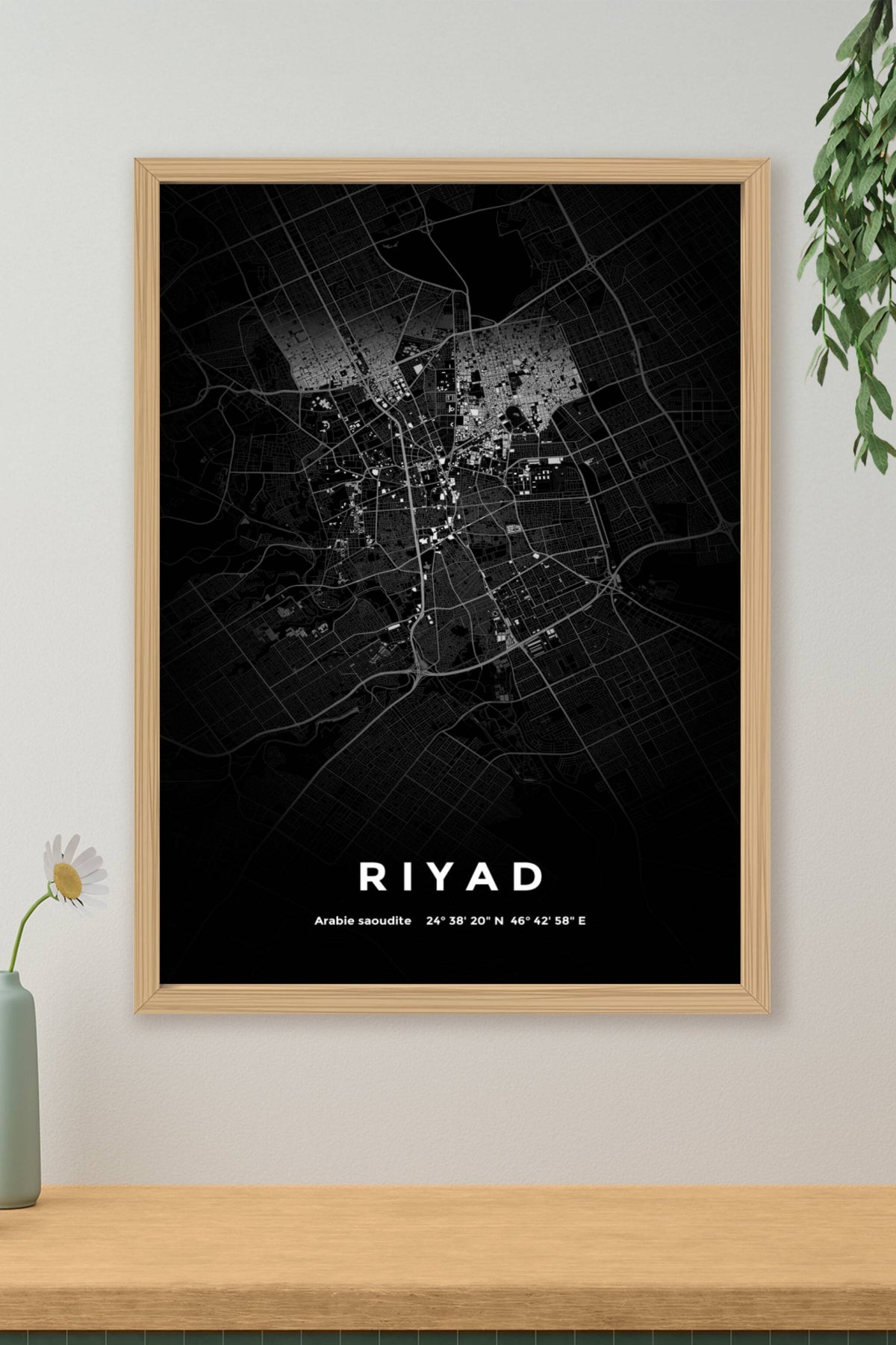 Carte de Riyad nuit - Affiche personnalisée